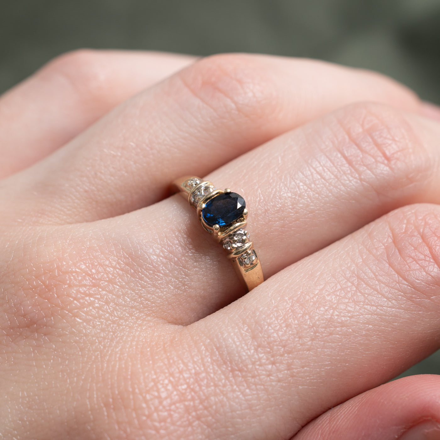 Oval Cut Sapphire & Diamond Accented Ring | 0.47ct, 0.02ctw | SZ 7.0 |