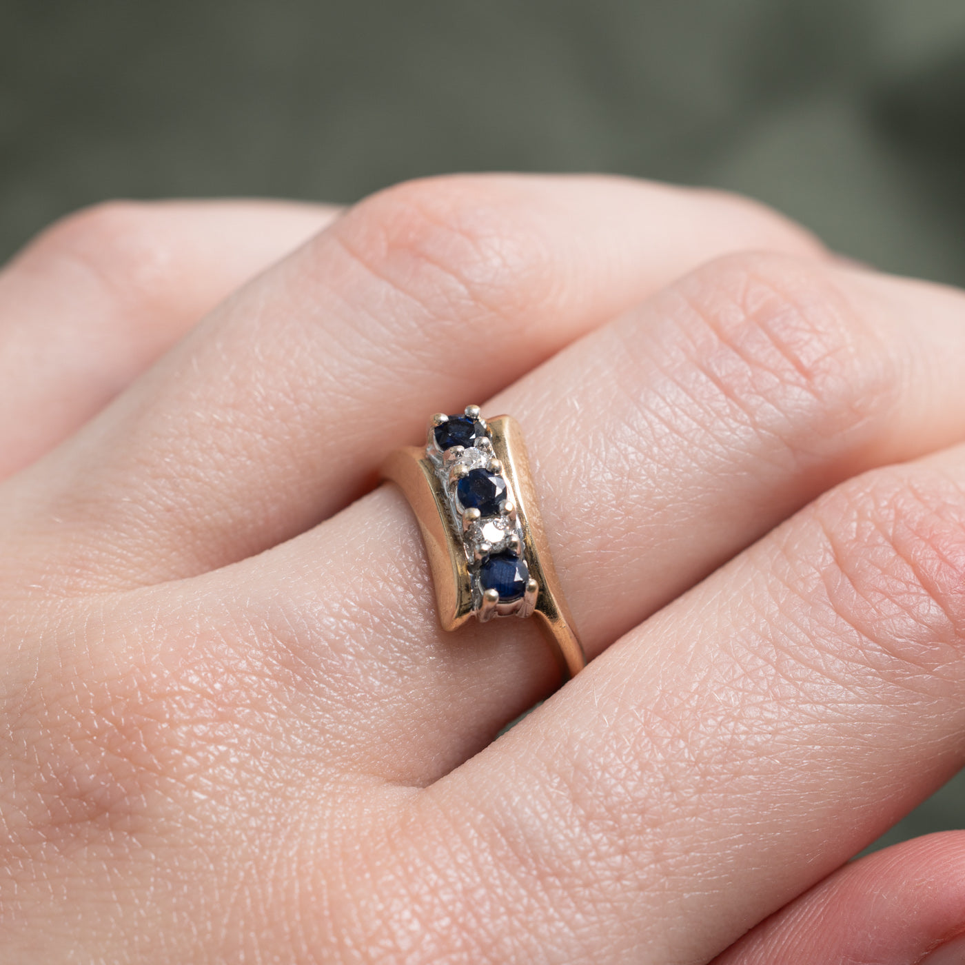 Five Stone Sapphire & Diamond Bypass Ring | 0.36ctw, 0.06ctw | SZ 5.5 |