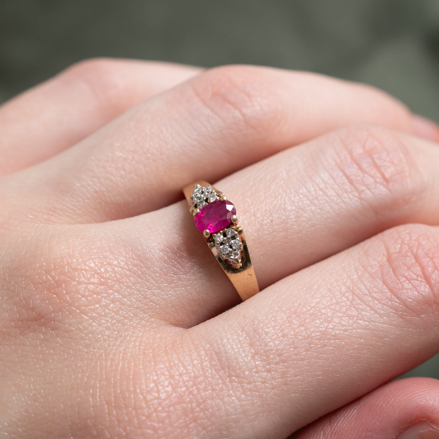Synthetic Ruby & Natural Diamond Accented Ring | 0.35ct, 0.04ctw | SZ 8.0 |
