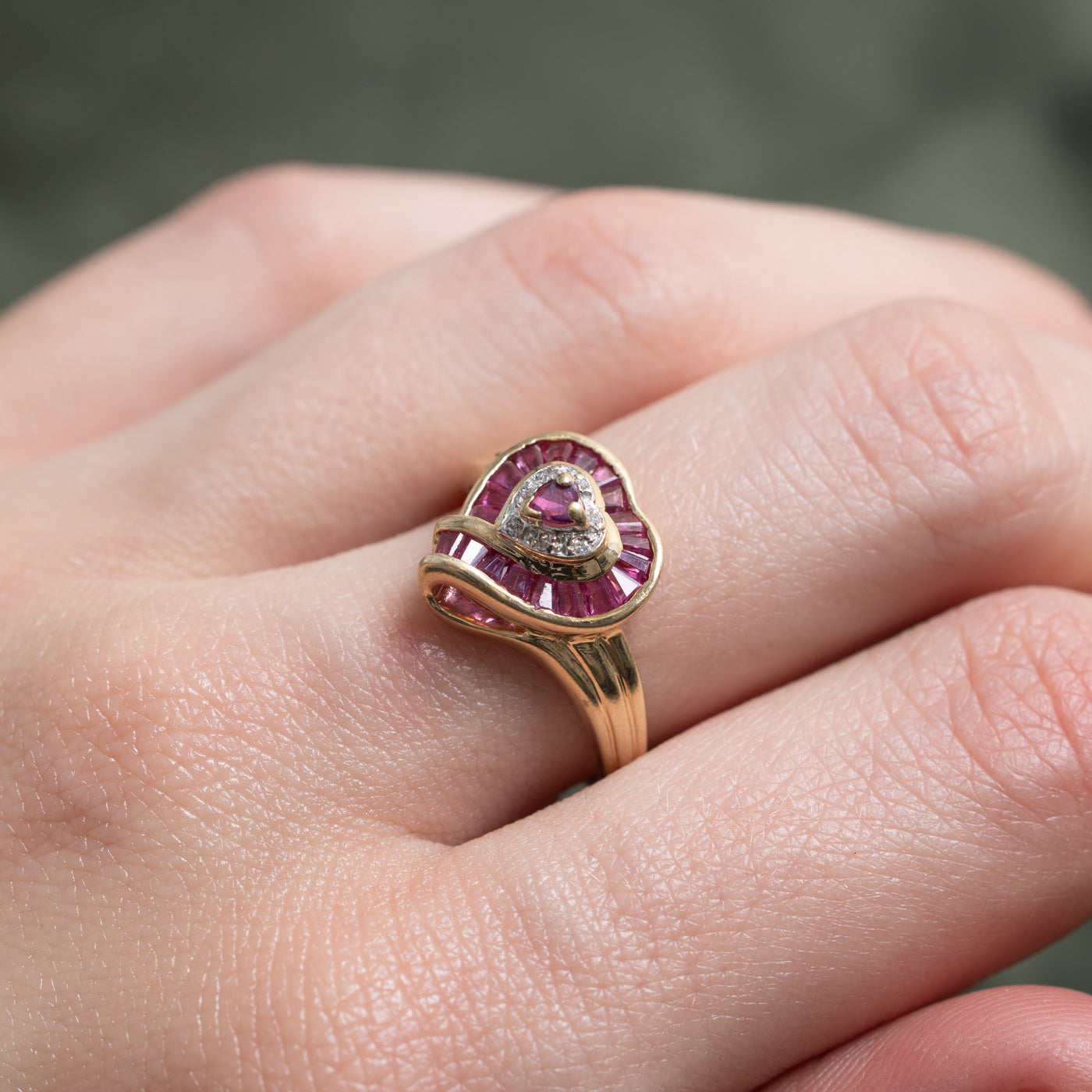 Ruby & Diamond Heart Halo Ring | 0.42ctw, 0.07ctw | SZ 6.75 |