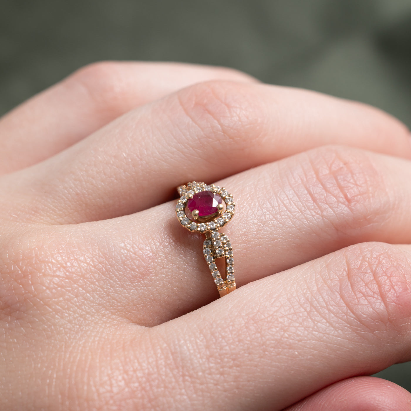 Ruby & Diamond Open Halo Ring | 0.46ct, 0.17ctw | SZ 7.75 |