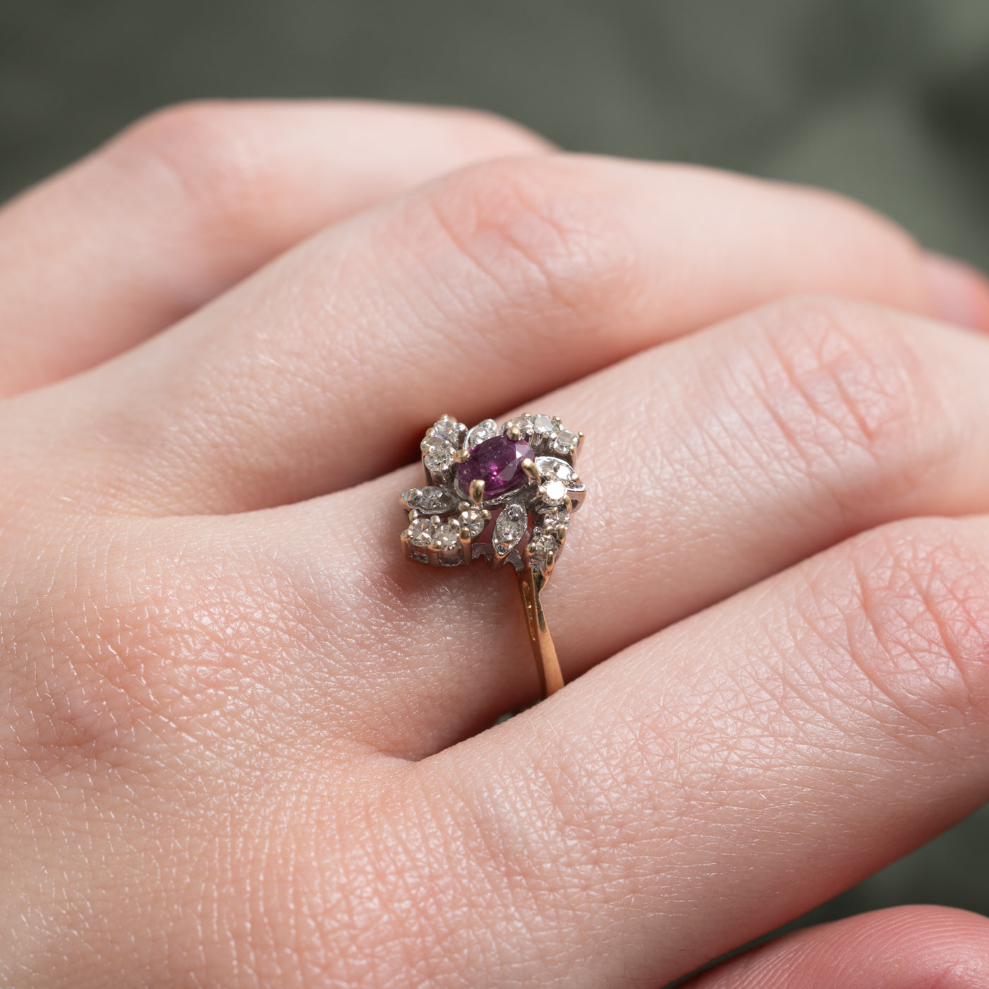 Oval Cut Ruby & Diamond Accented Ring | 0.31ct, 0.16ctw | SZ 8.0 |