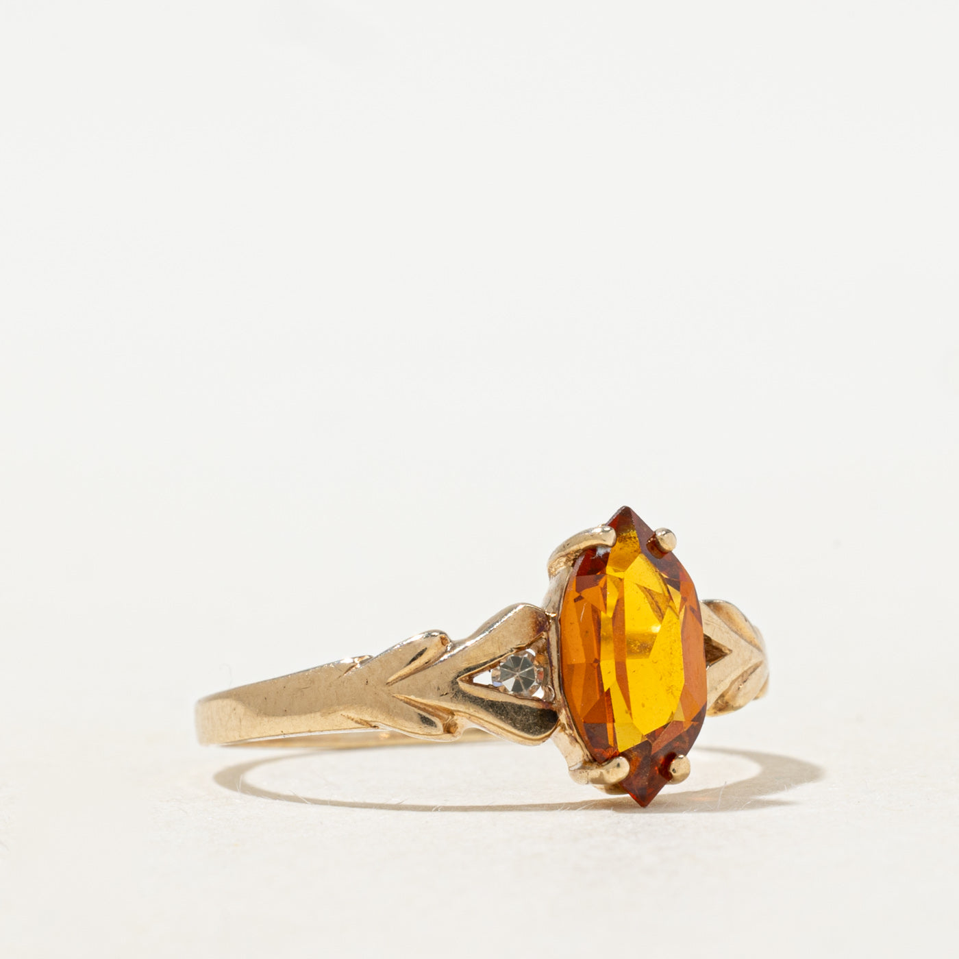 Marquise Cut Synthetic Sapphire & Diamond Ring | SZ 7.5 |