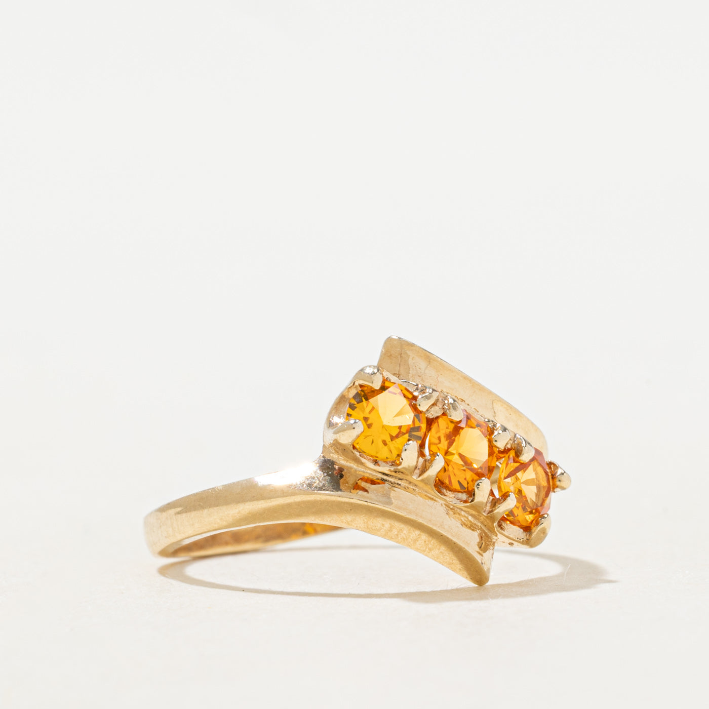 Three Stone Synthetic Sapphire Bypass Ring | SZ 6.0 |