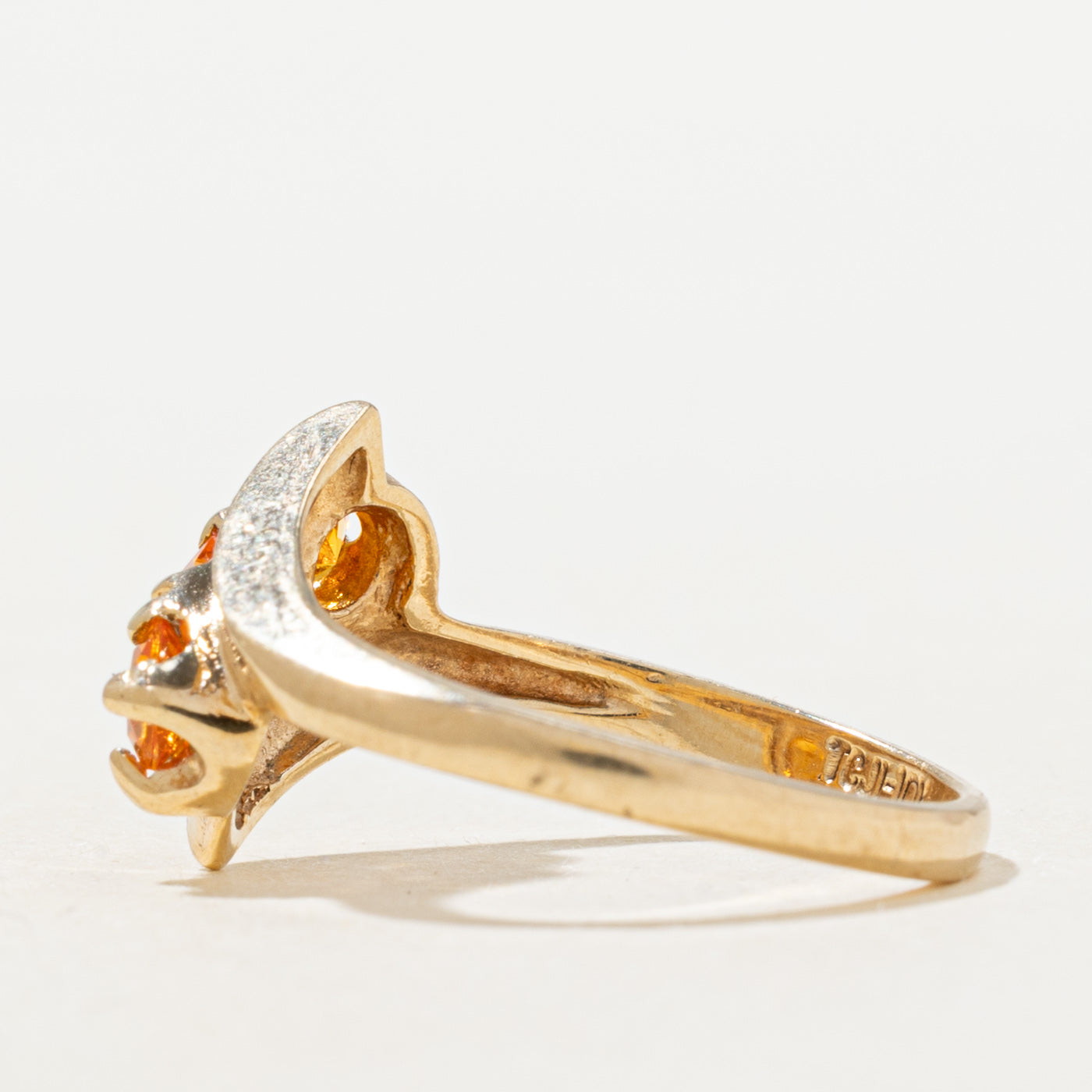 Three Stone Synthetic Sapphire Bypass Ring | SZ 6.0 |