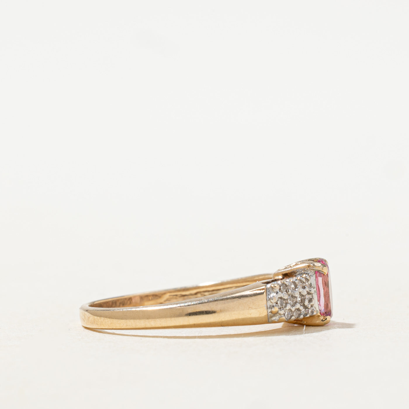 Pink Topaz & Diamond Ring | 0.35ct, 0.12ctw | SZ 7.0 |