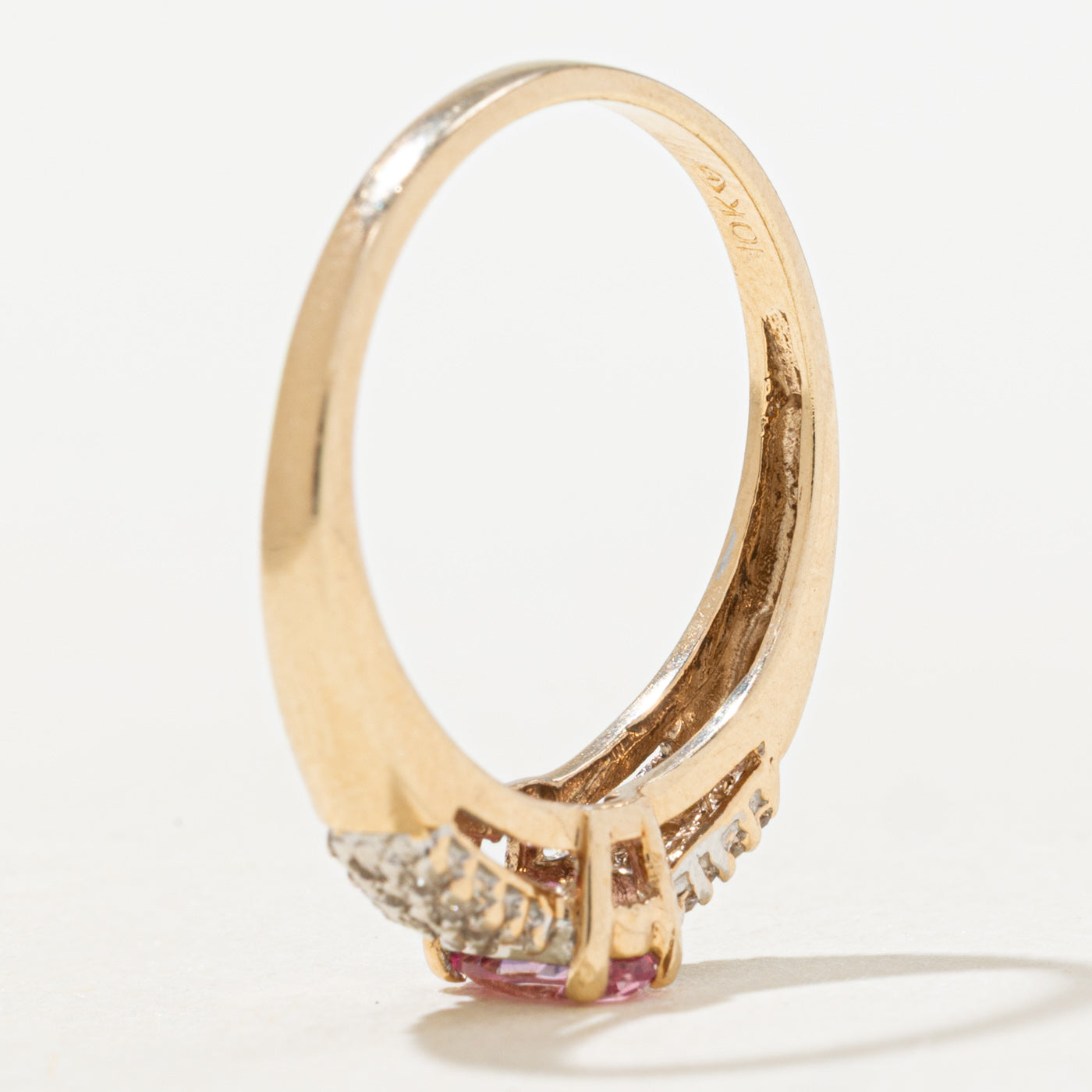 Pink Topaz & Diamond Ring | 0.35ct, 0.12ctw | SZ 7.0 |