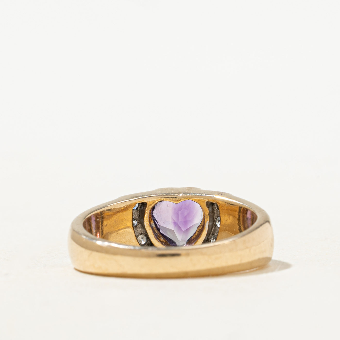 'Alfred Sung' Bezel Set Heart Cut Amethyst, Pearl & Diamond Ring | 0.5ct, 0.03ctw | SZ 6.0 |