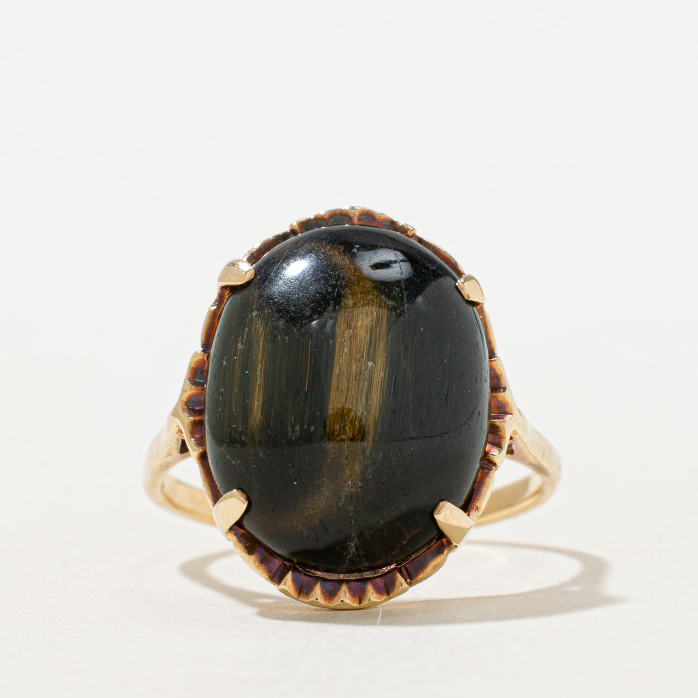 Bague cocktail œil de tigre taille cabochon | 7,0 ct | Taille 6,5 |