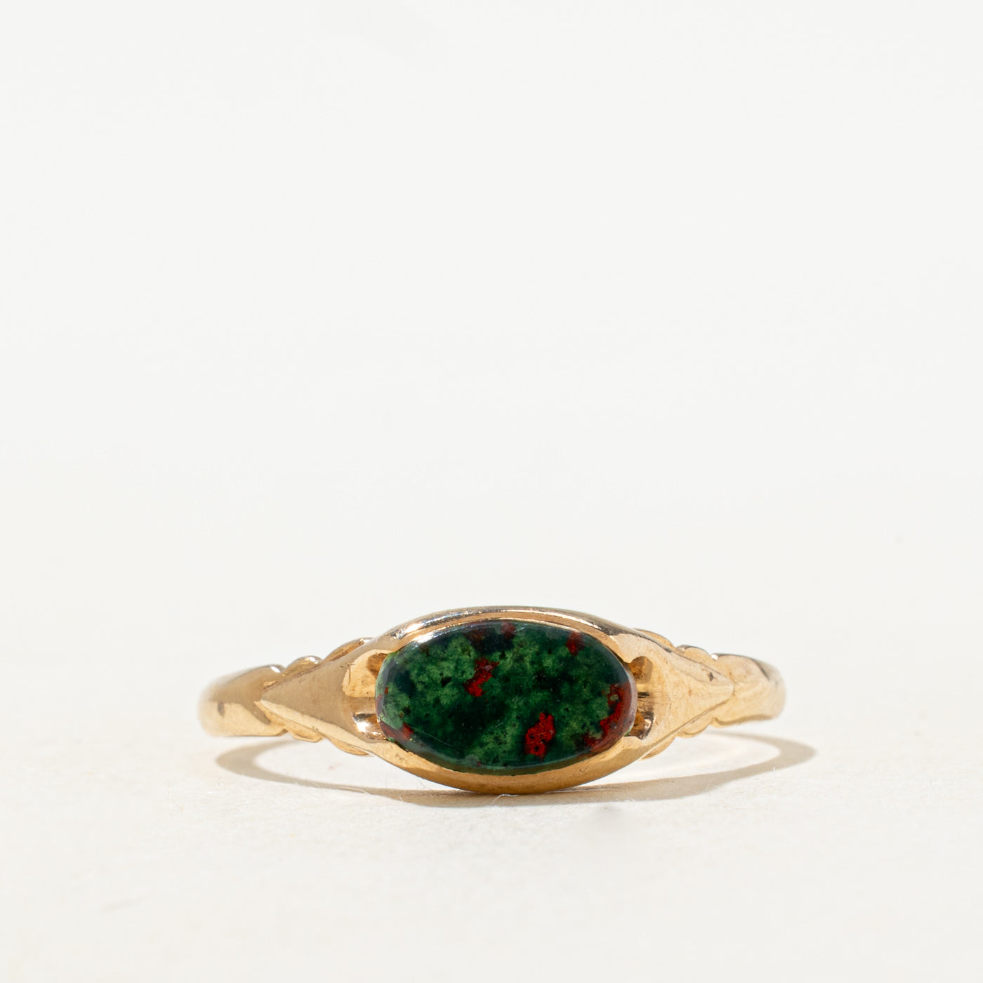 East West Semi Bezel Bloodstone Ring | 0.5ct | SZ 8.5 |
