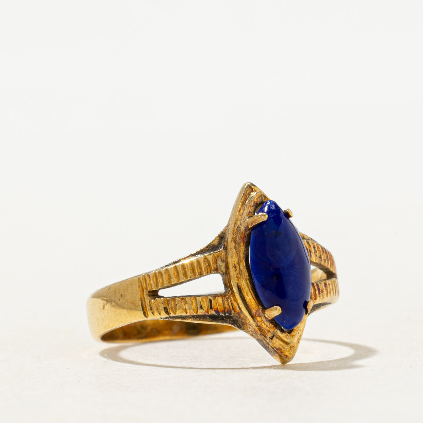 Lapis Split Shank Navette Ring | 0.6ct | SZ 5.75 |