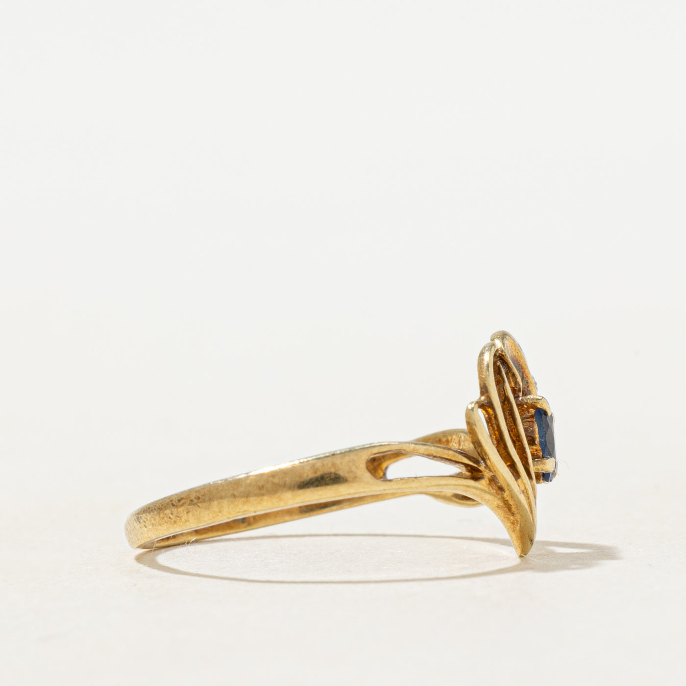 Sapphire & Diamond Openwork Heart Ring | 0.13ct, 0.01ctw | SZ 5.0 |