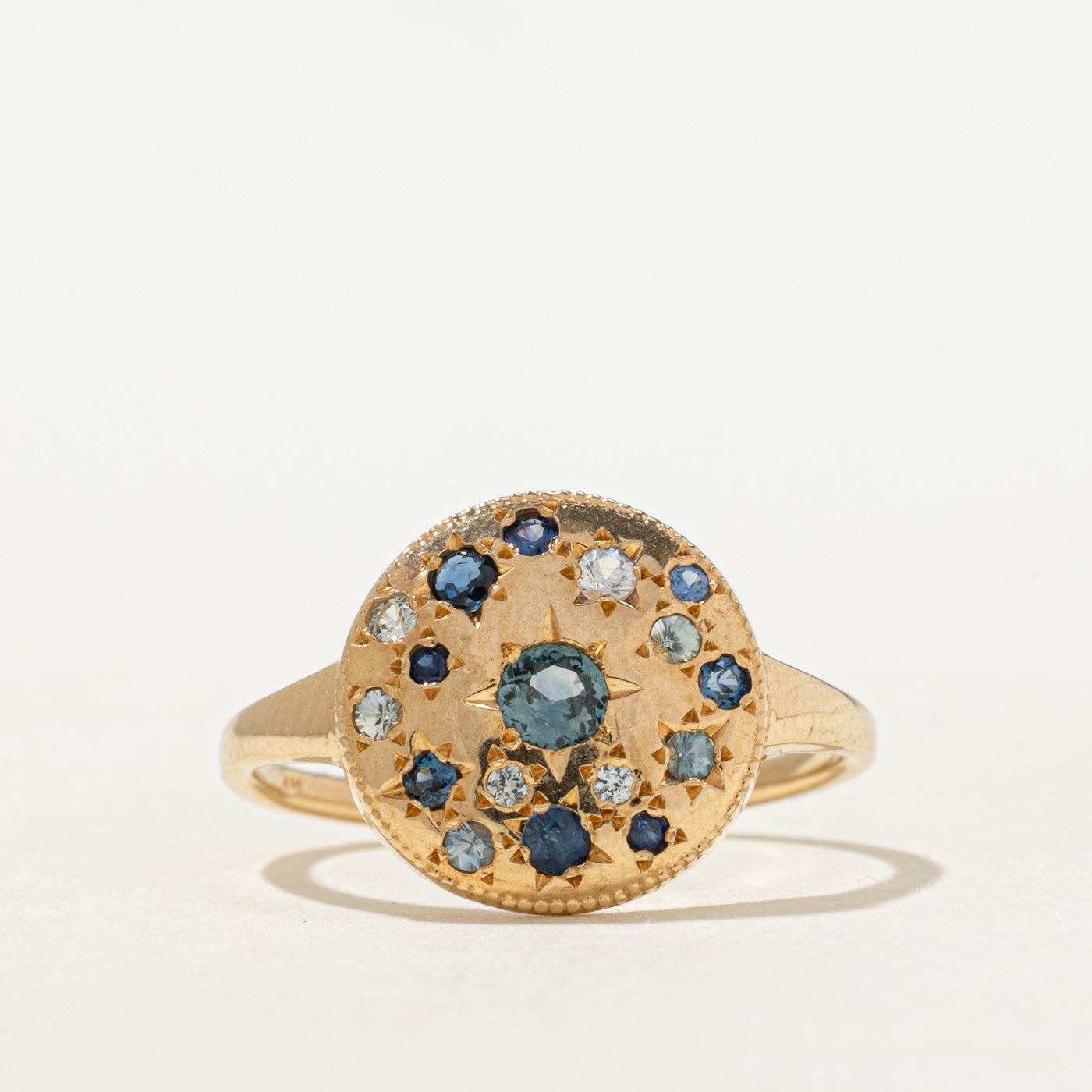 'Bluboho' Tie Dye Moonchild Medallion Ring | 0.3ctw | SZ 6.75 |