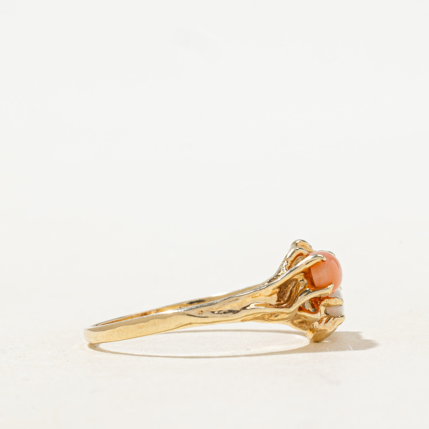 Marquise Cut Coral & Opal Toi Et Moi RIng | 0.55ctw | SZ 7.25 |
