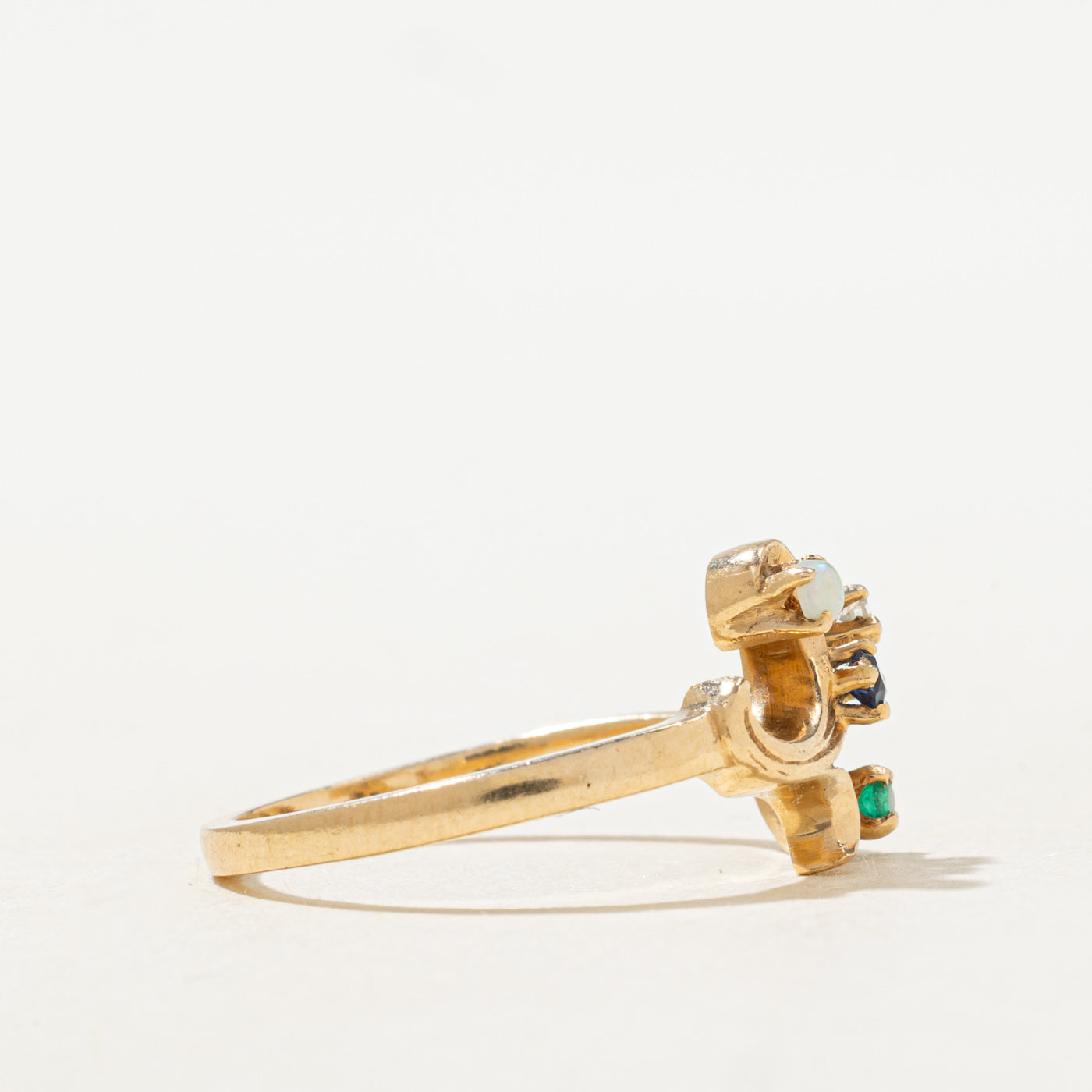 Scattered Multi Gem & Diamond Scrollwork Ring | 0.045ctw, 0.015ct | SZ 7.0 |