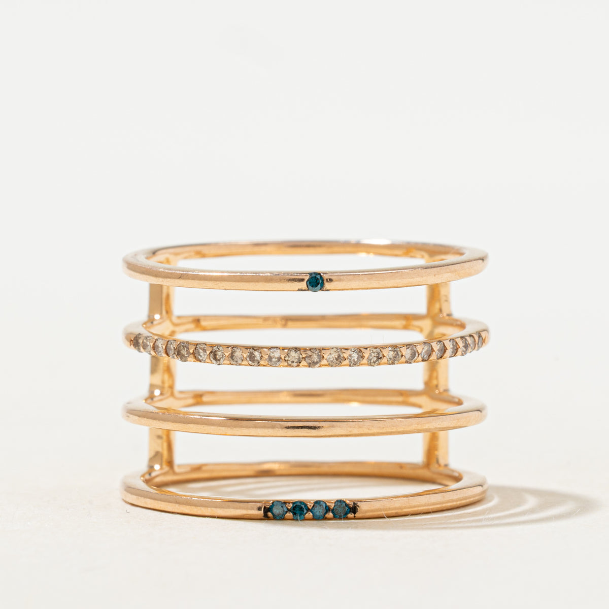Coloured Pattern Bands Coloured Diamond Layered Band | 0.06ctw | SZ 8.25