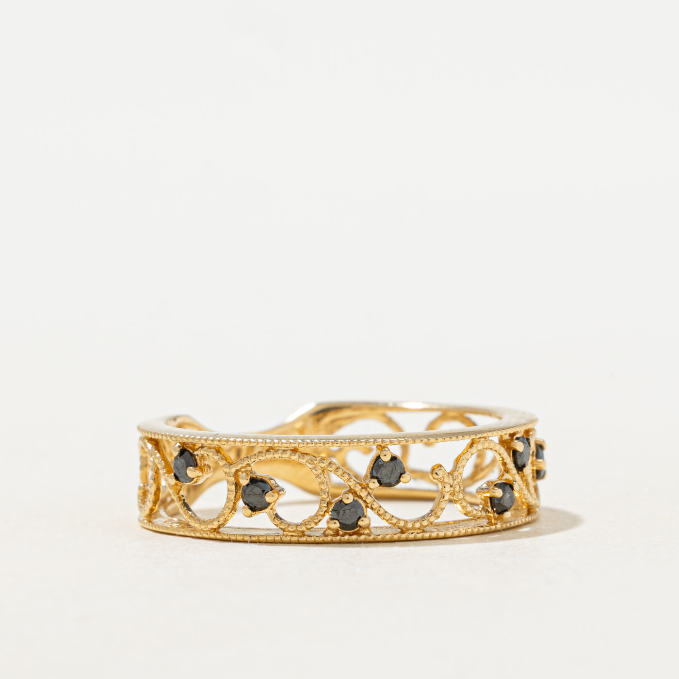 Black Diamond Scrollwork Band | 0.11ctw | 5.35mm | SZ 7.25 |