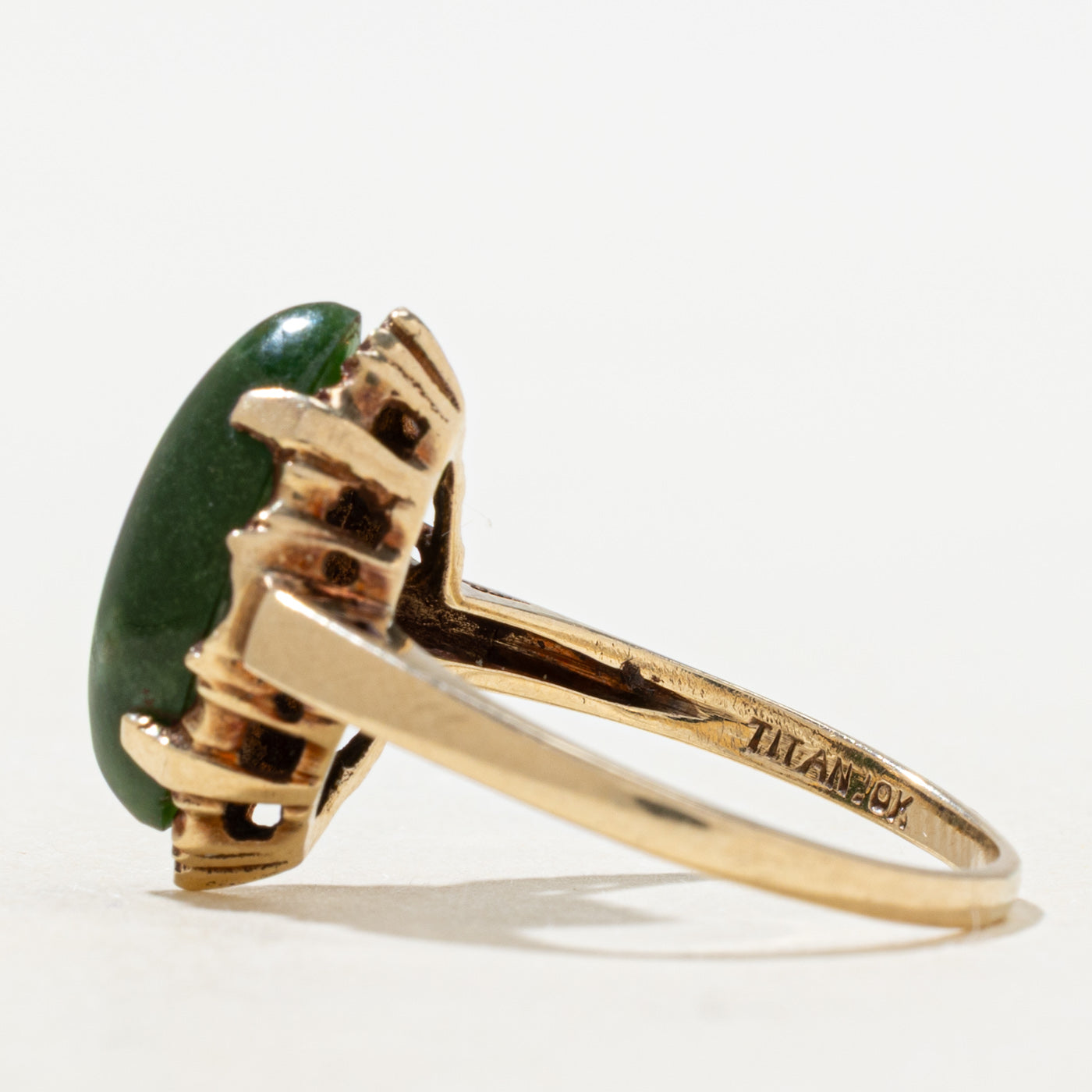 Nephrite Jade Navette Ring | 3.5ct | SZ 7.5 |