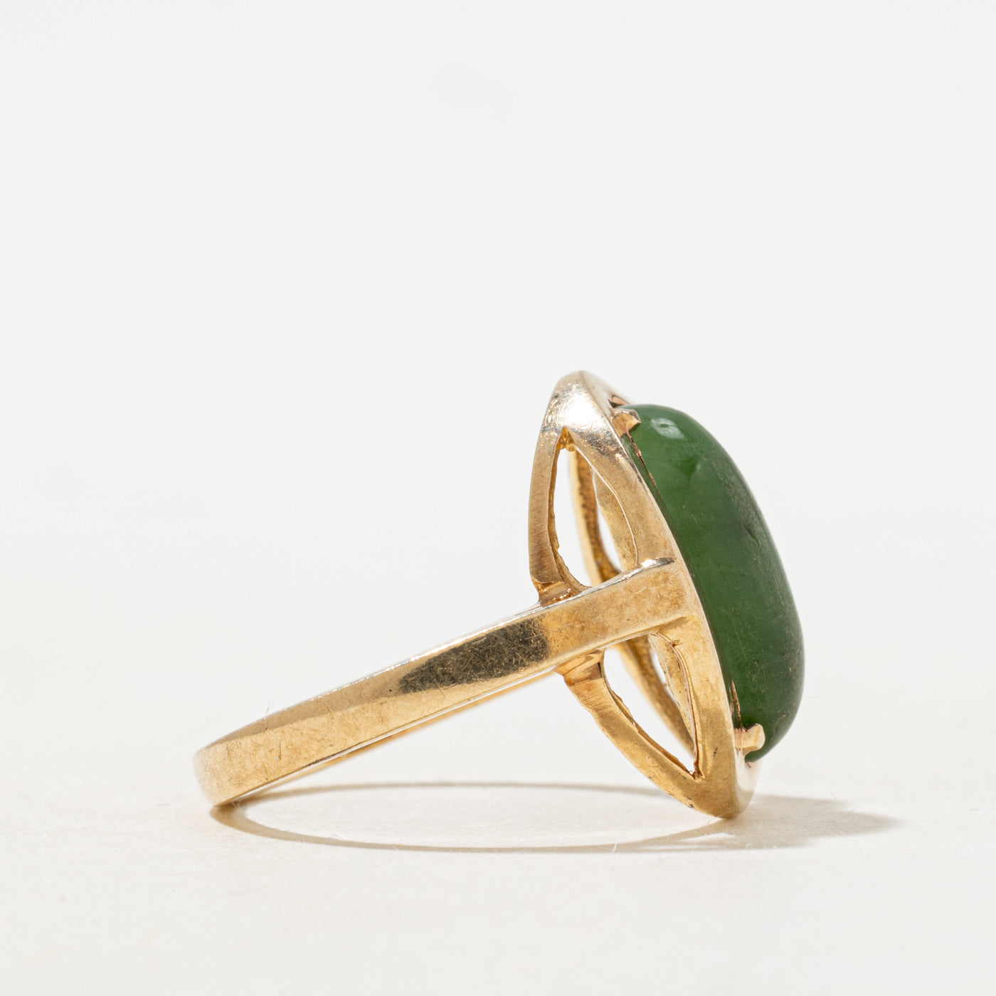 Cabochon Cut Nephrite Jade Cocktail Ring | 3.5ct | SZ 5.75 |