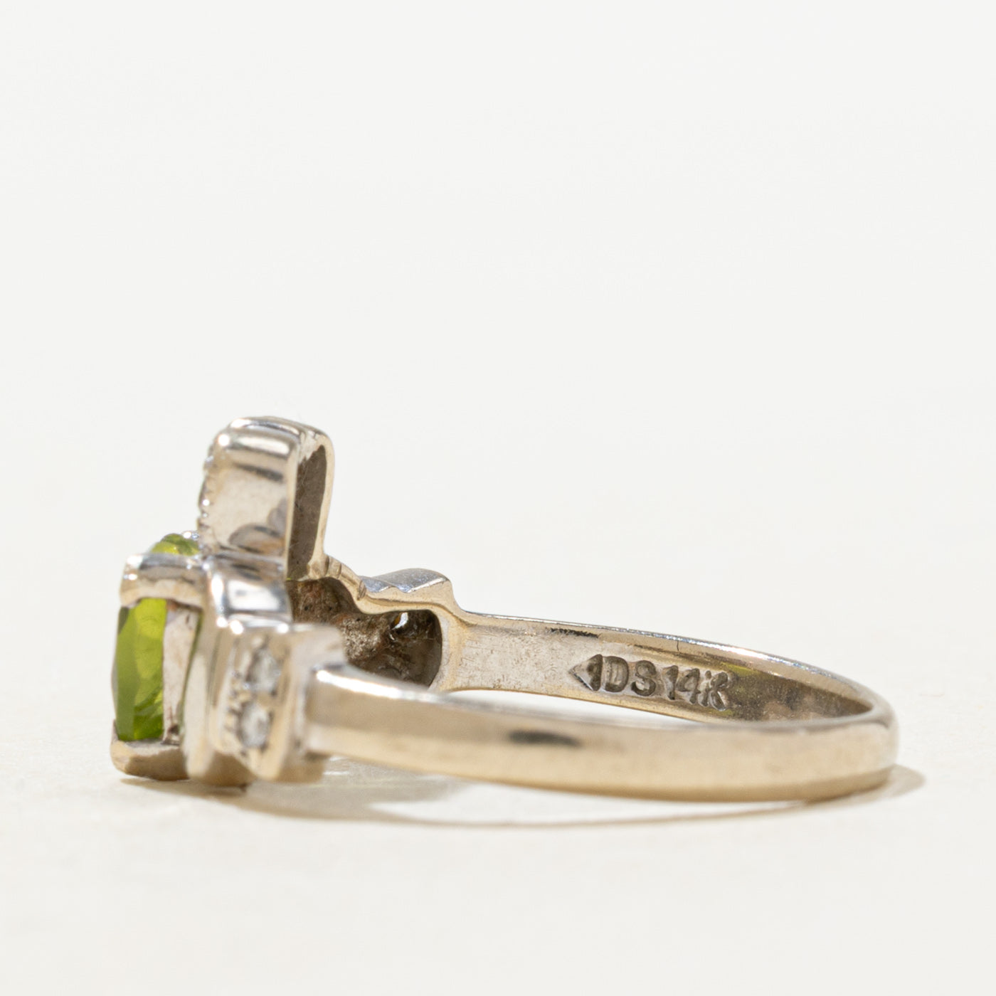 Heart Cut Peridot & Diamond Claddagh Ring | 0.9ct, 0.03ctw | SZ 5.0 |