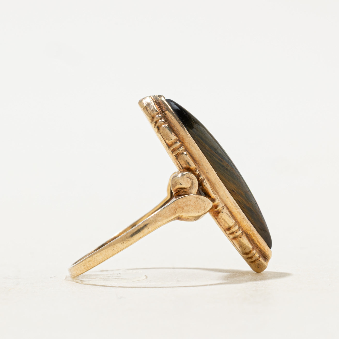 Bezel Set Tiger's Eye Navette Ring | 2.0ct | SZ 6.25 |