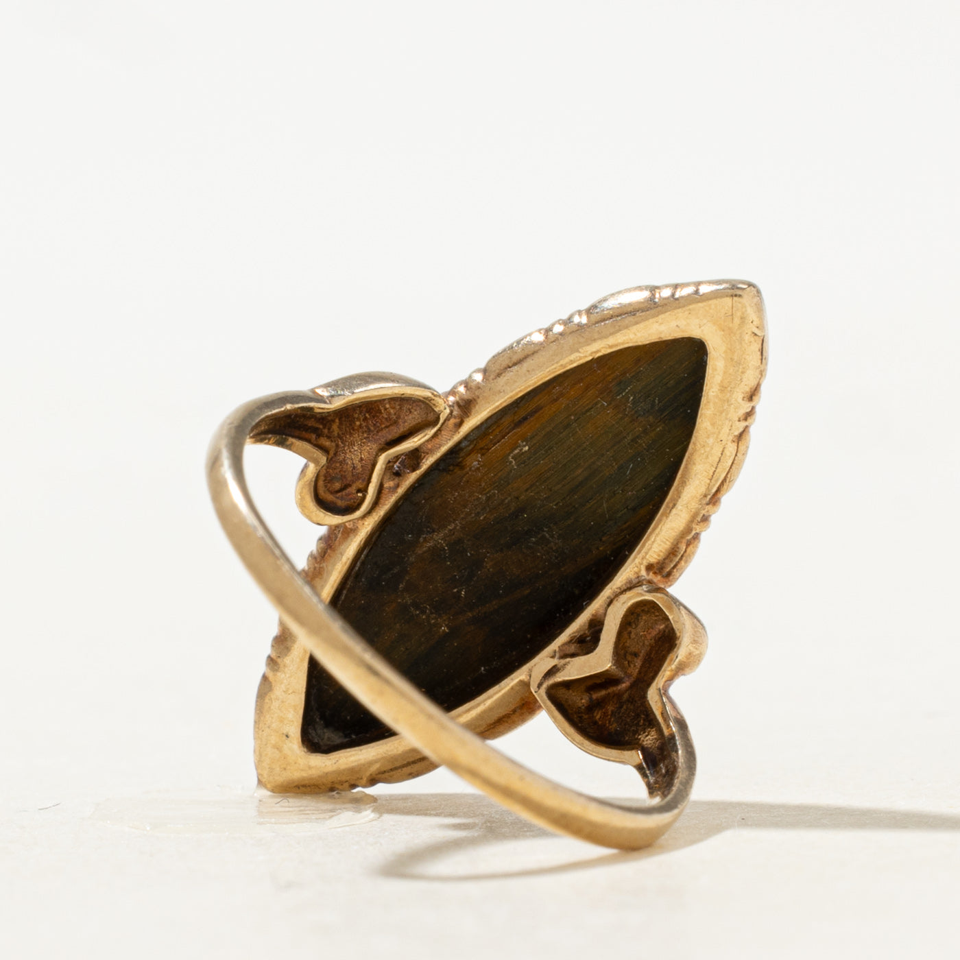 Bezel Set Tiger's Eye Navette Ring | 2.0ct | SZ 6.25 |