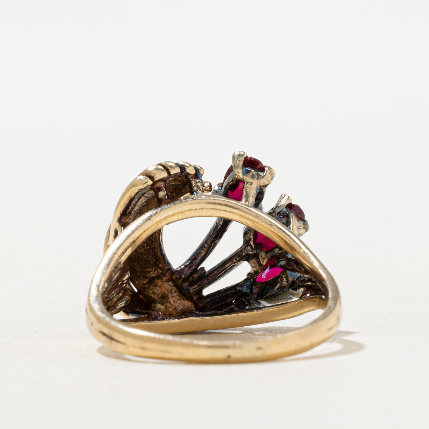 Synthetic Ruby Abstract Cocktail Ring | SZ 5.5 |