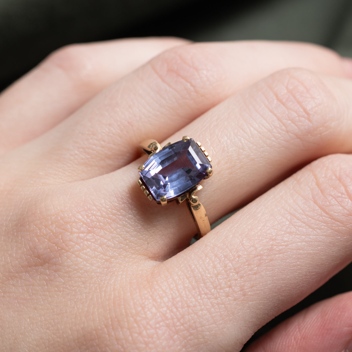 Cushion Cut Synthetic Sapphire Ring | SZ 6.0 |