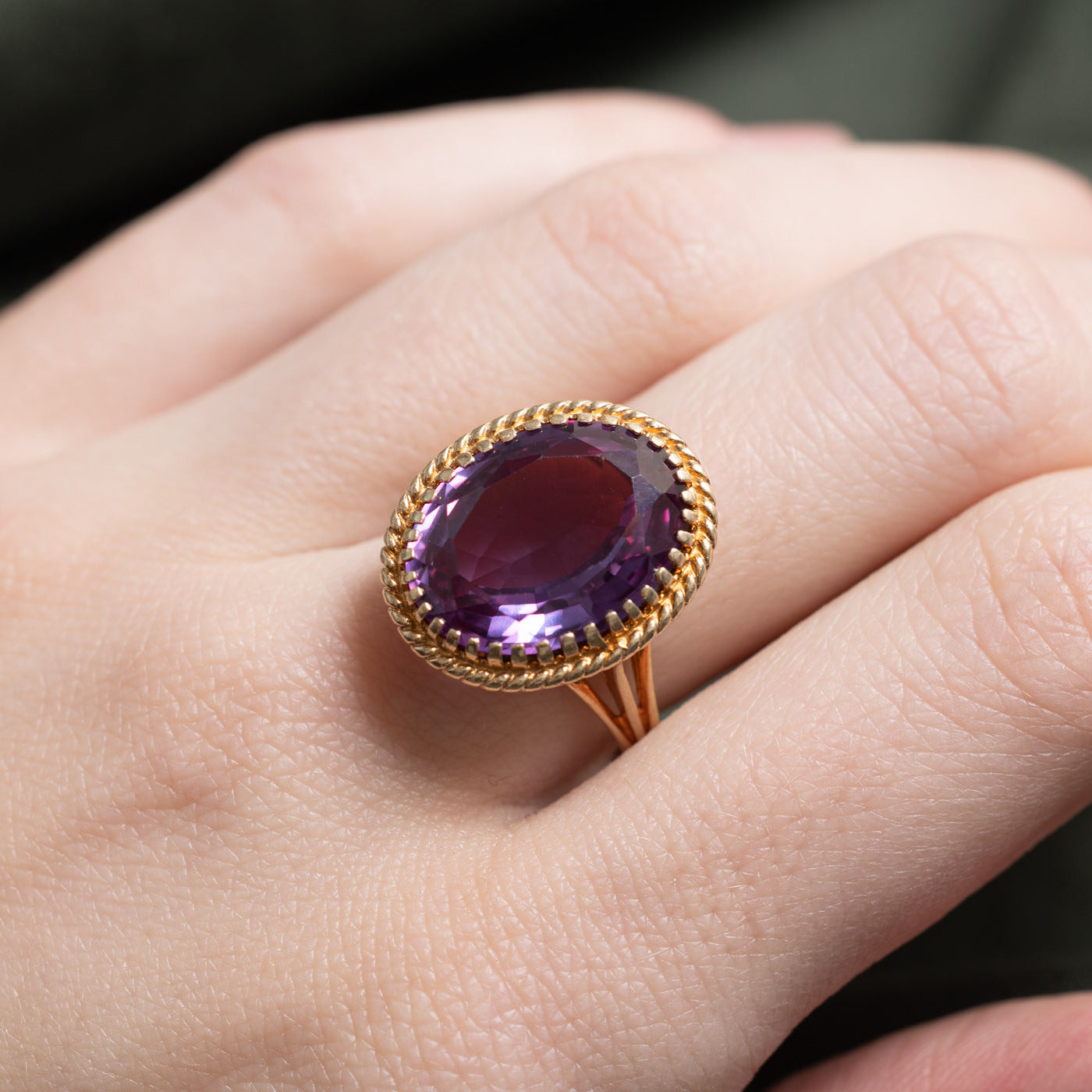 Synthetic Sapphire Rope Cocktail Ring | 8.0ct | SZ 7.0 |