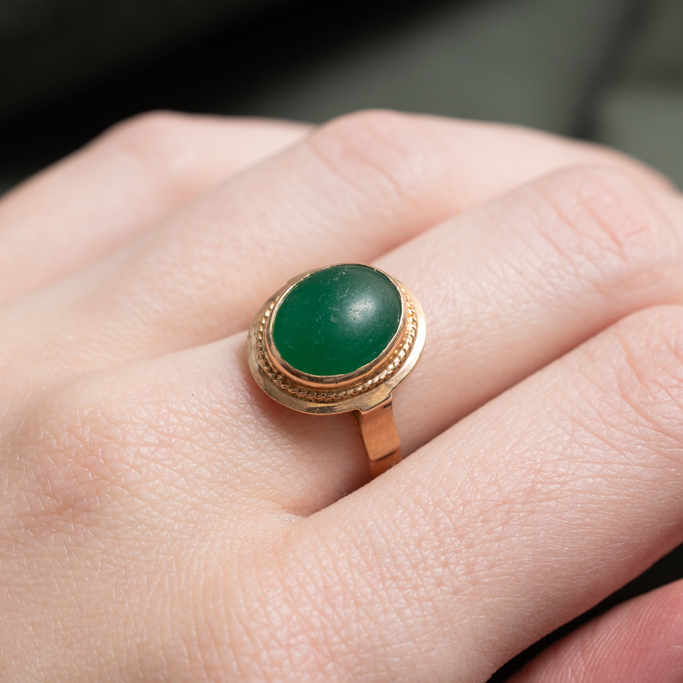 Bezel Set Pasté Glass Cocktail Ring | 4.2ct | SZ 7.0 |