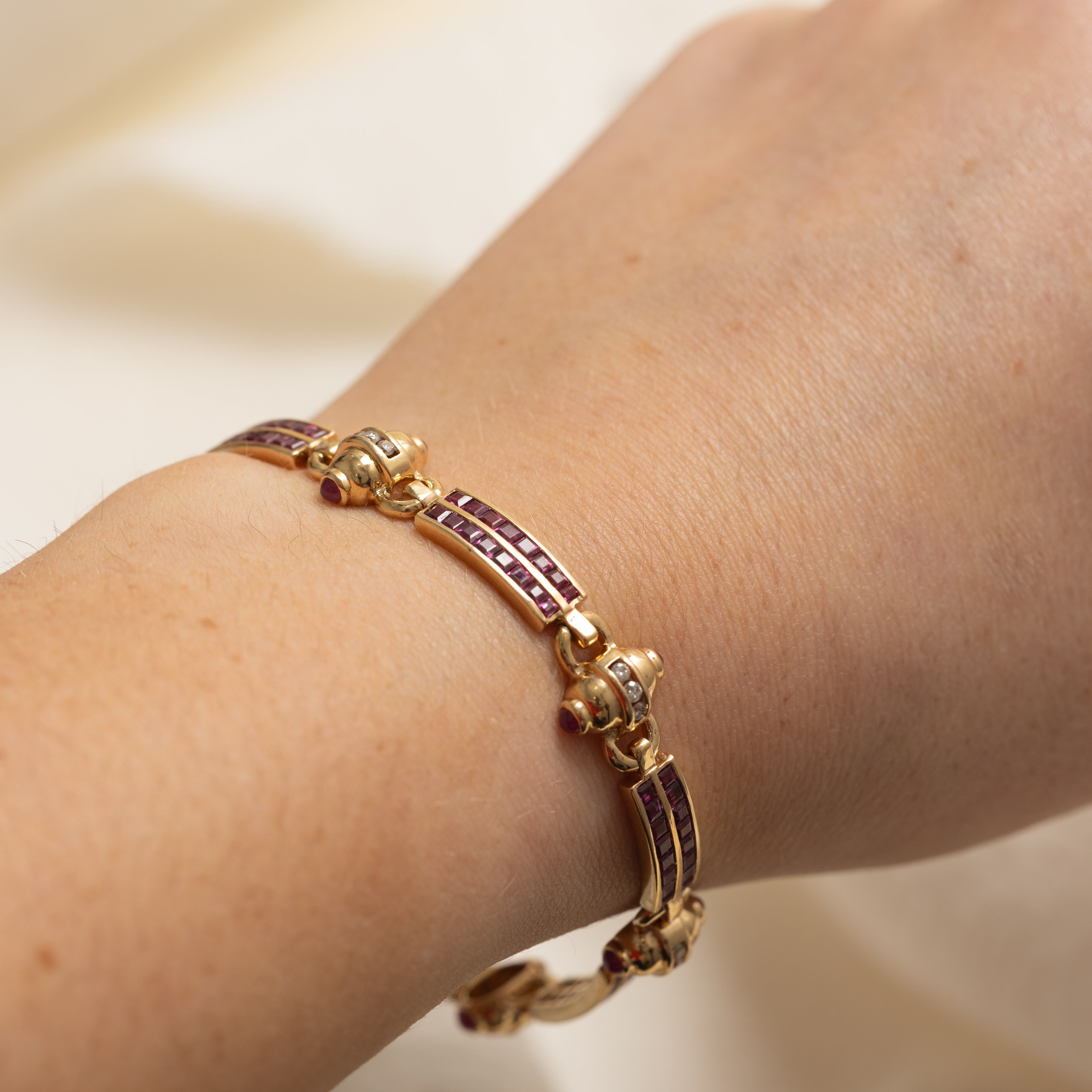 Ruby & Diamond Gemstone Bracelet | 5.29ctw, 0.27ctw | 7" |