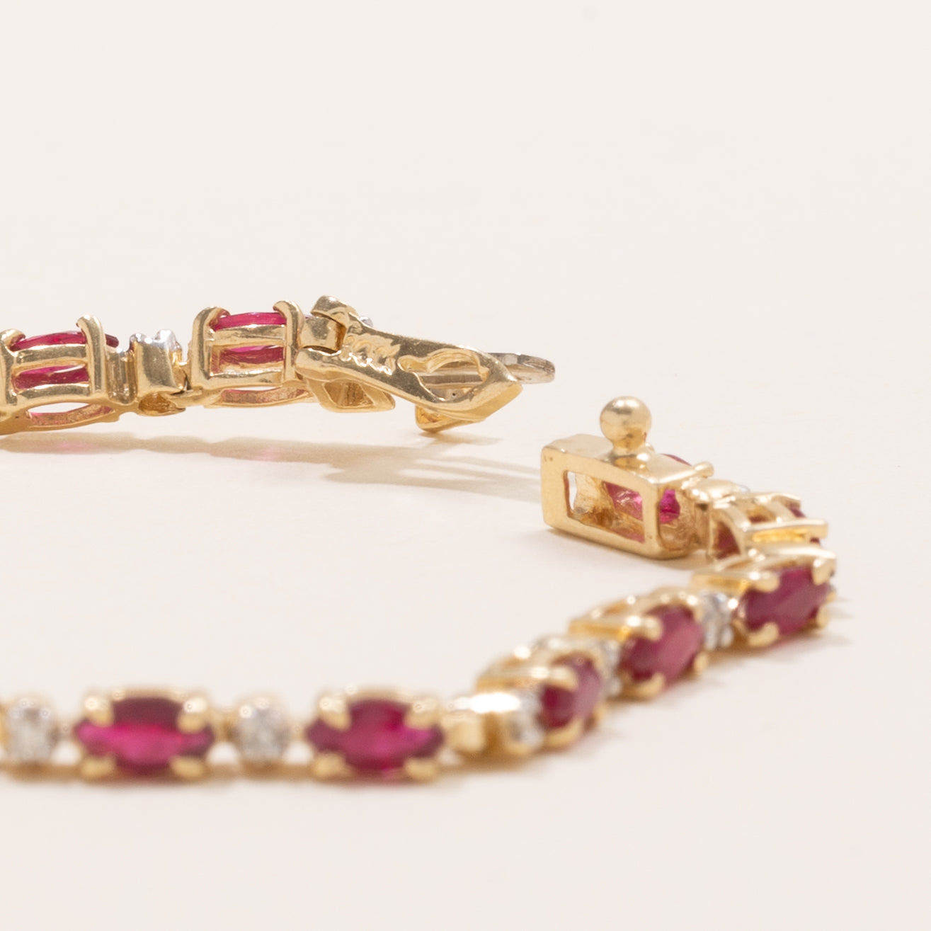 Marquise Cut Ruby & Diamond Gemstone Bracelet | 2.5ctw, 0.23ctw | 7.25" |