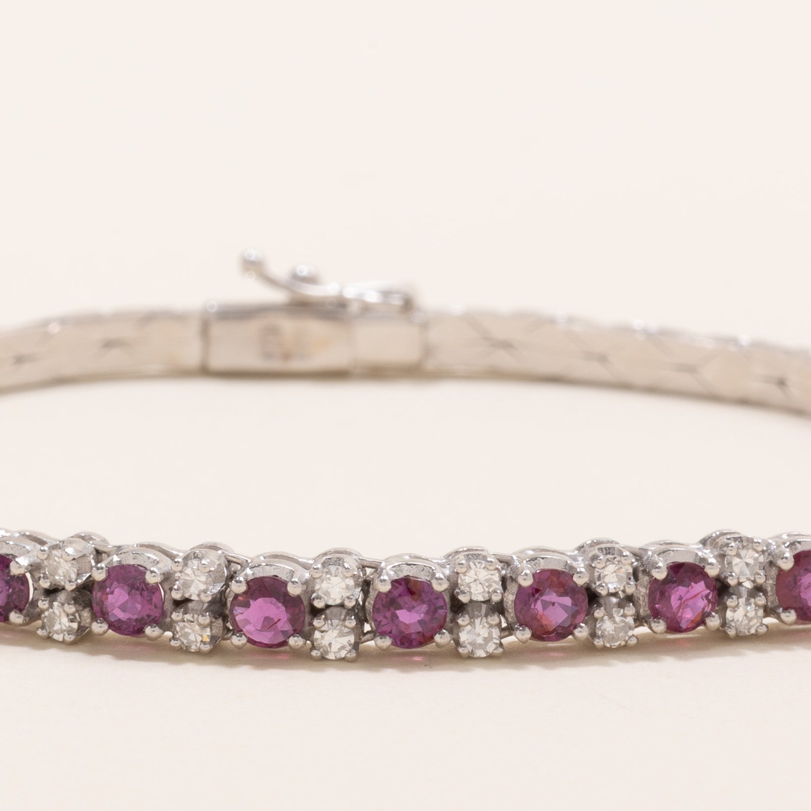 Ruby & Diamond Cobra Link Gemstone Bracelet | 1.26ctw, 0.35ctw | 7.5" |