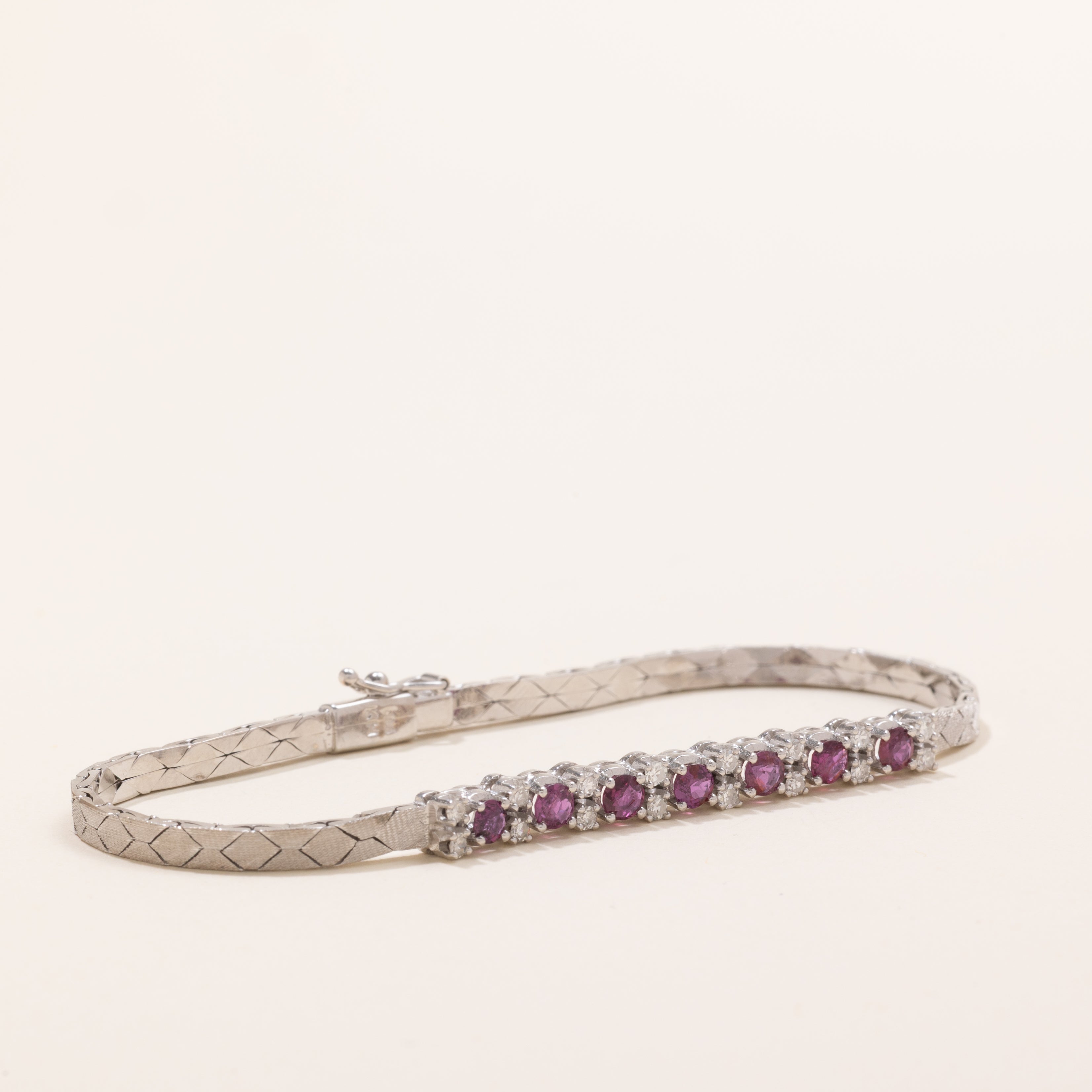 Ruby & Diamond Cobra Link Gemstone Bracelet | 1.26ctw, 0.35ctw | 7.5" |