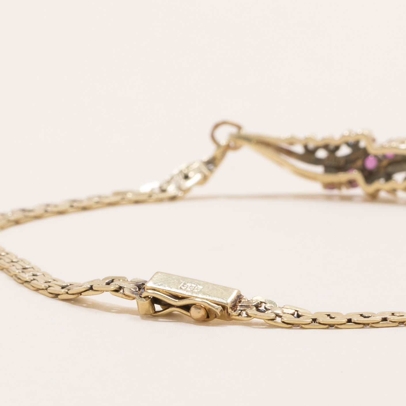 Ruby & Diamond C Link Bypass Gemstone Bracelet | 0.25ctw, 0.04ctw | 8" |