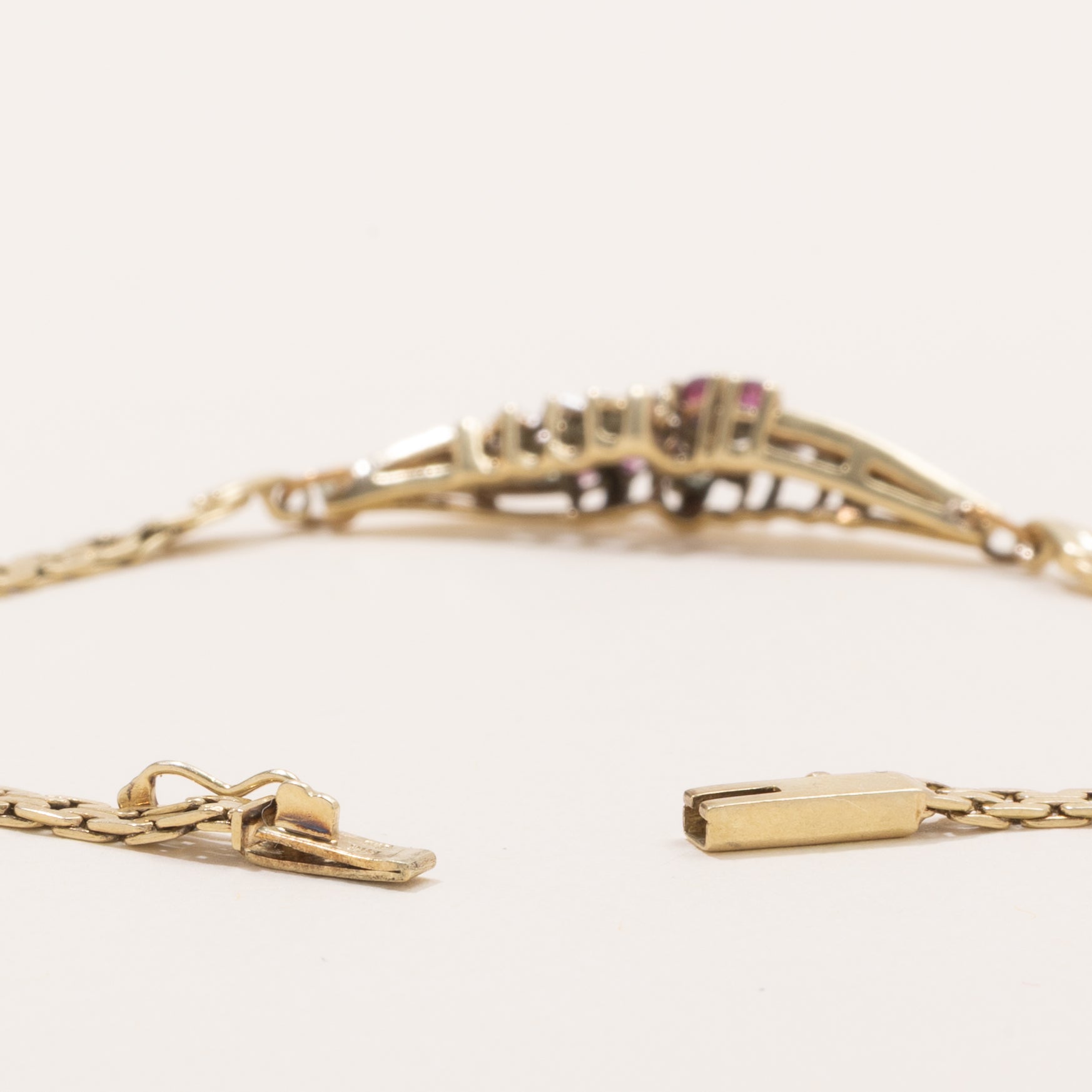 Ruby & Diamond C Link Bypass Gemstone Bracelet | 0.25ctw, 0.04ctw | 8" |