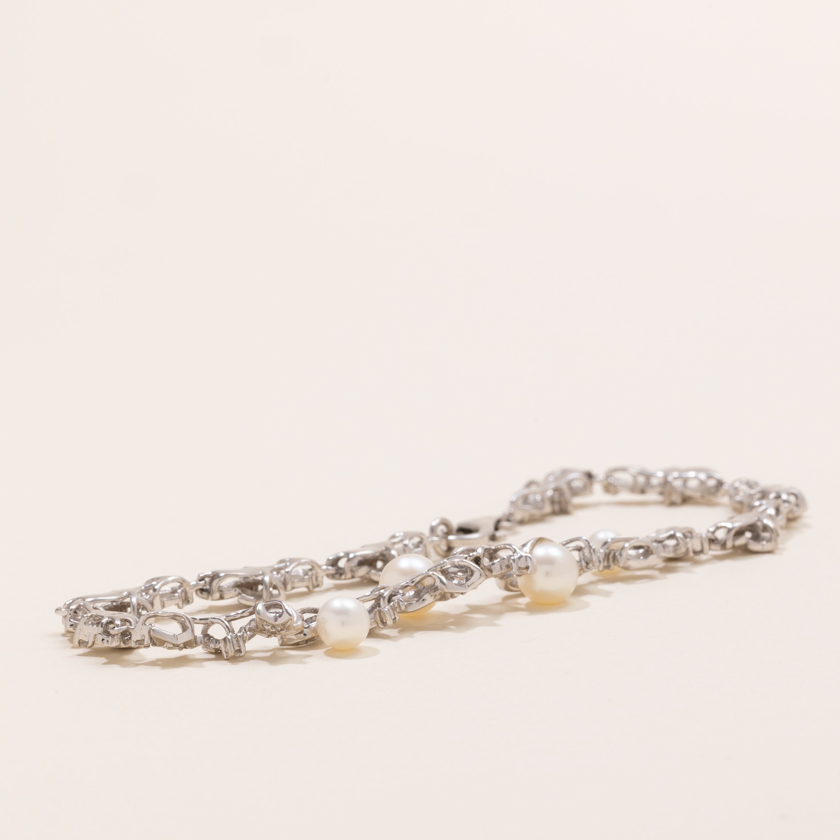 Pearl & Diamond Star & Moon Gemstone Bracelet | 0.3ctw | 7.5" |
