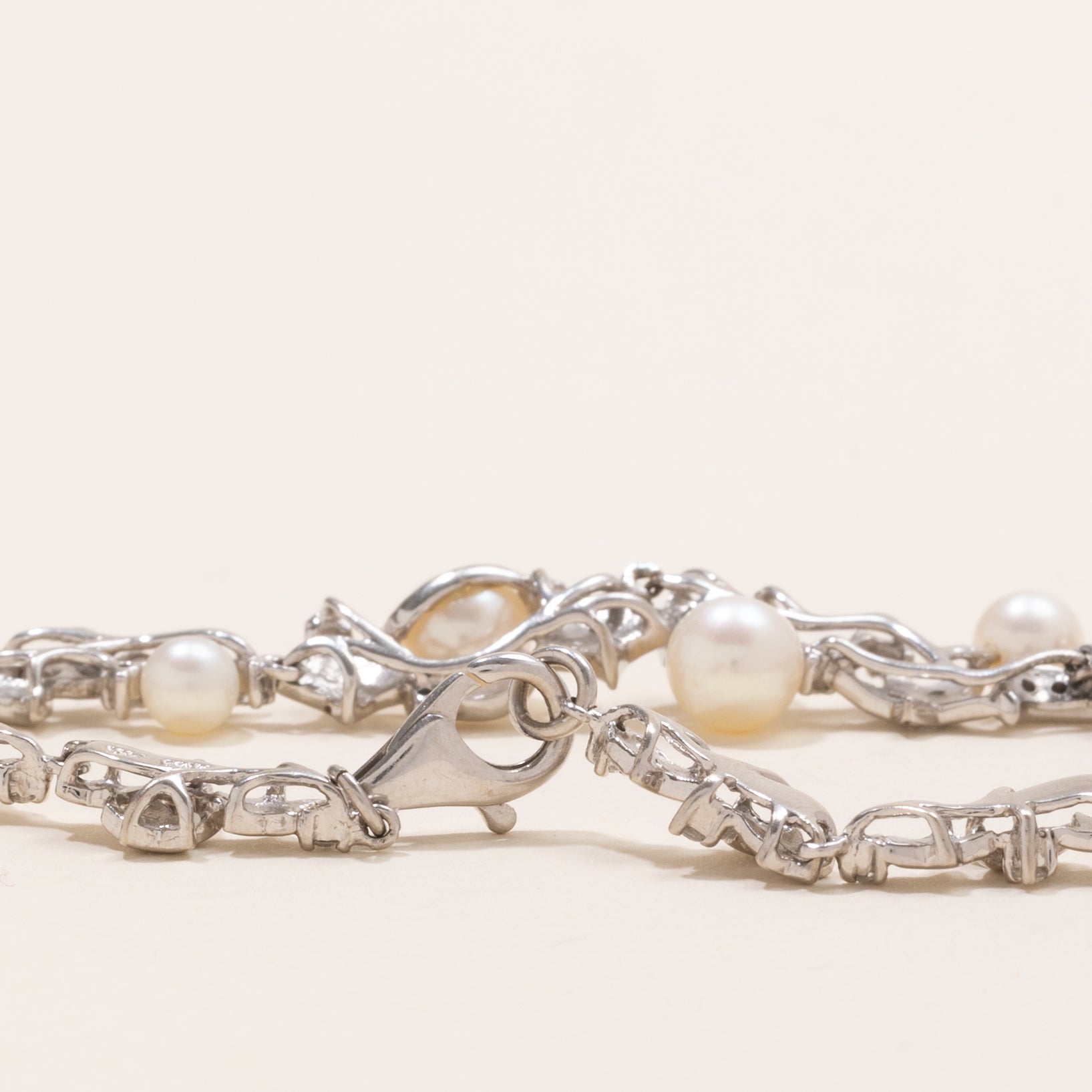 Pearl & Diamond Star & Moon Gemstone Bracelet | 0.3ctw | 7.5" |