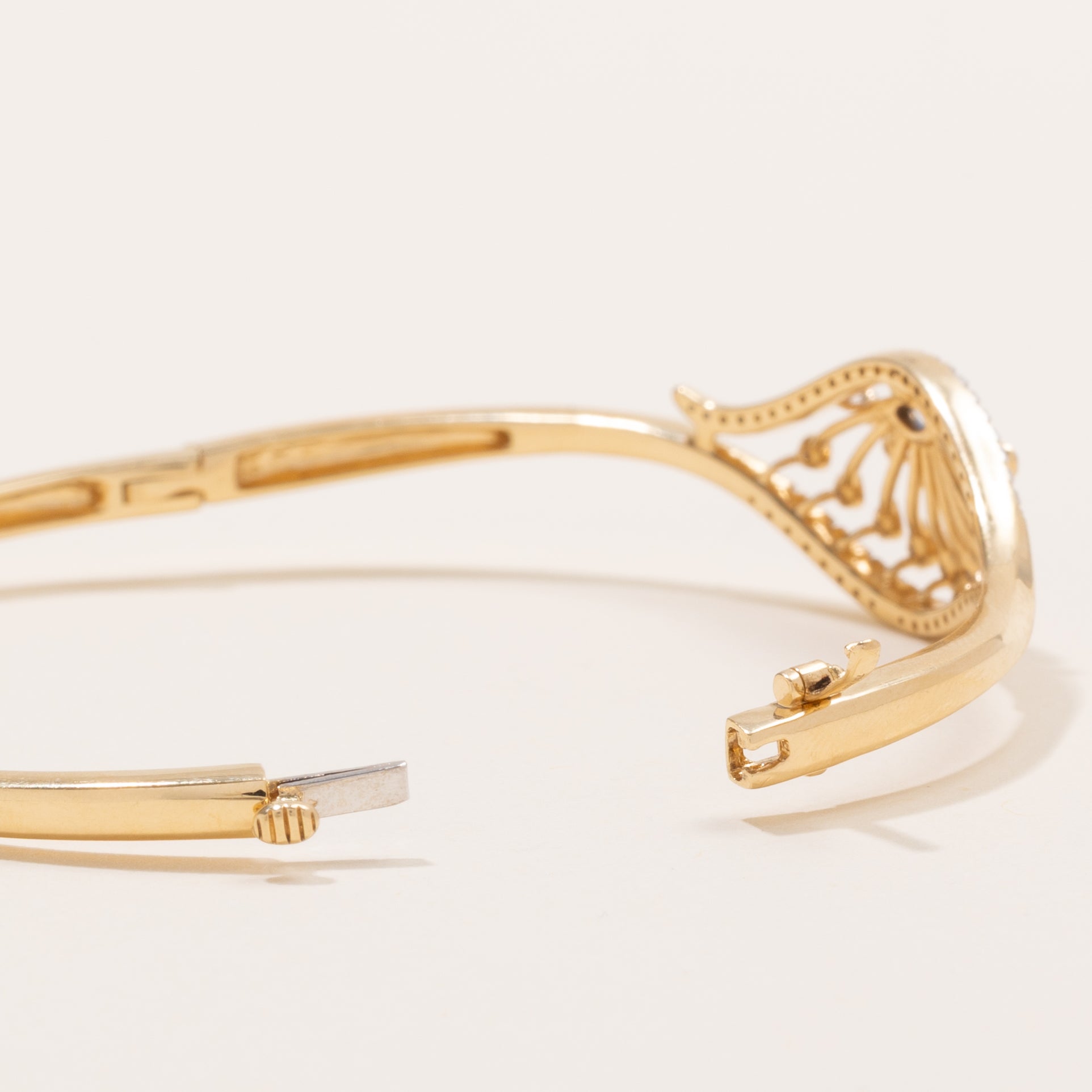 Marquise Cut Sapphire & Diamond Bypass Cuff Bracelet | 0.2ct, 0.42ctw | 7.5" |