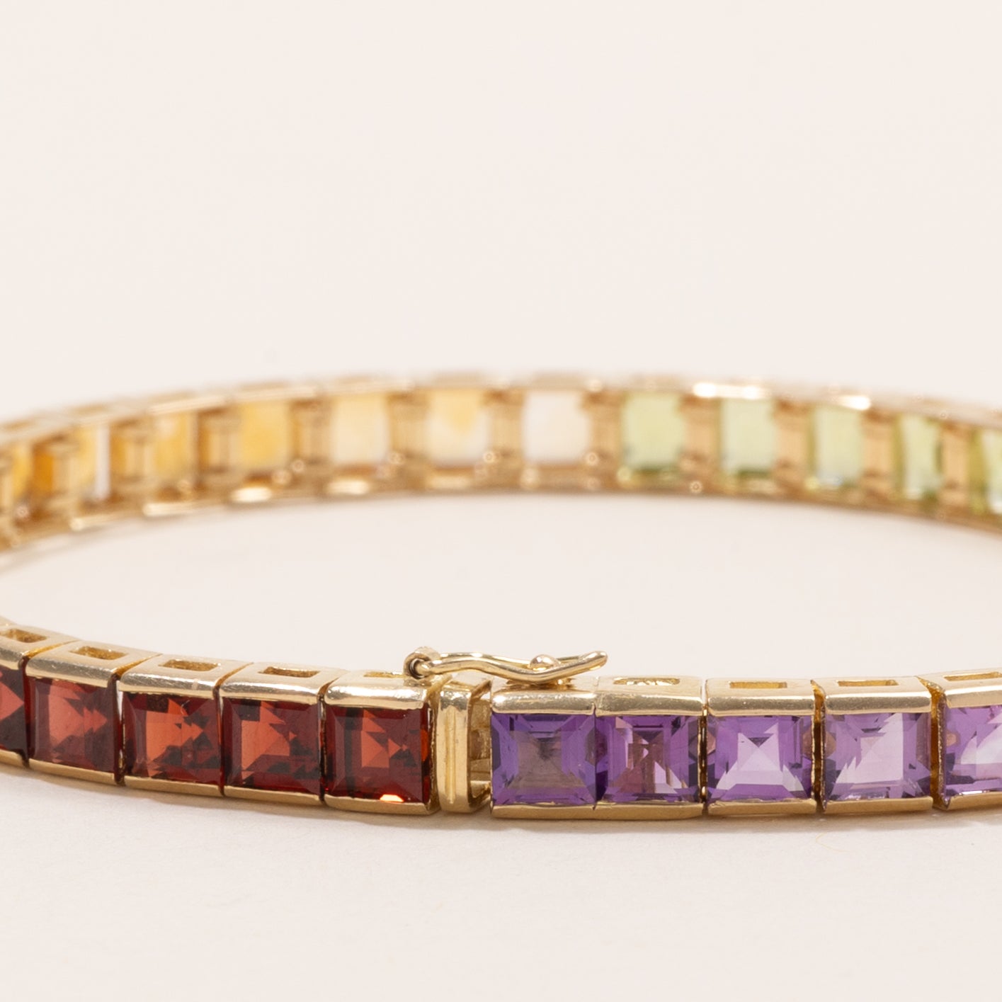Step Cut Multi Gem Rainbow Tennis Bracelet | 13.85ctw | 7" |