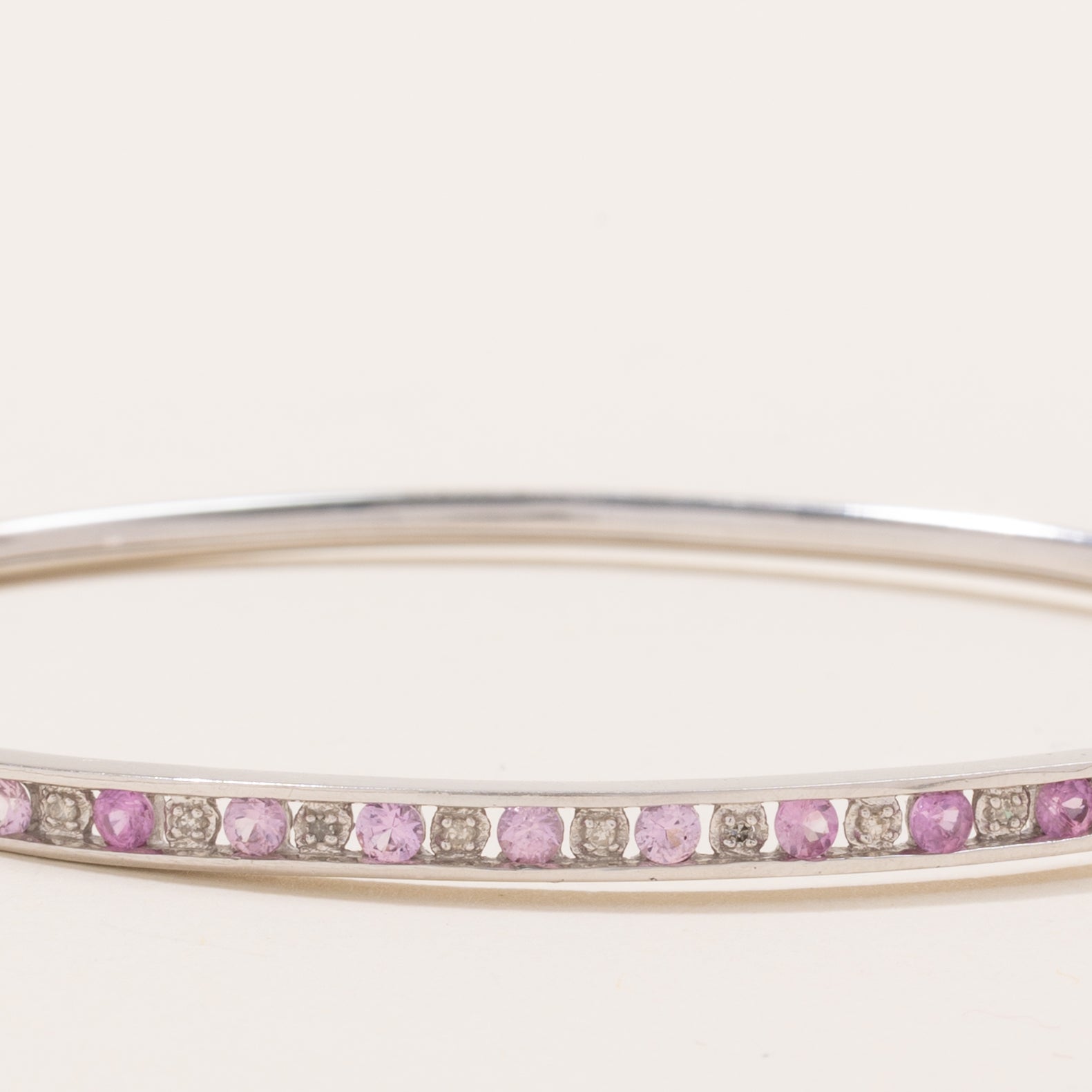 Channel Set Pink Sapphire & Diamond Cuff Bracelet | 0.5ctw, 0.04ctw | 7.5" |