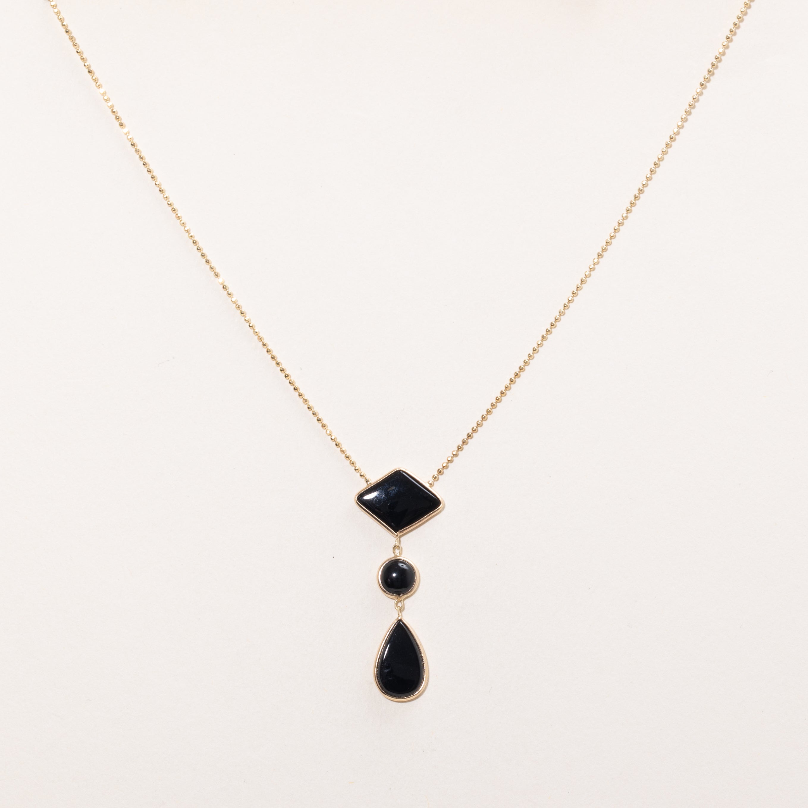 Mix Cut Onyx Drop Pendant Necklace | 12.0ctw | 16" |
