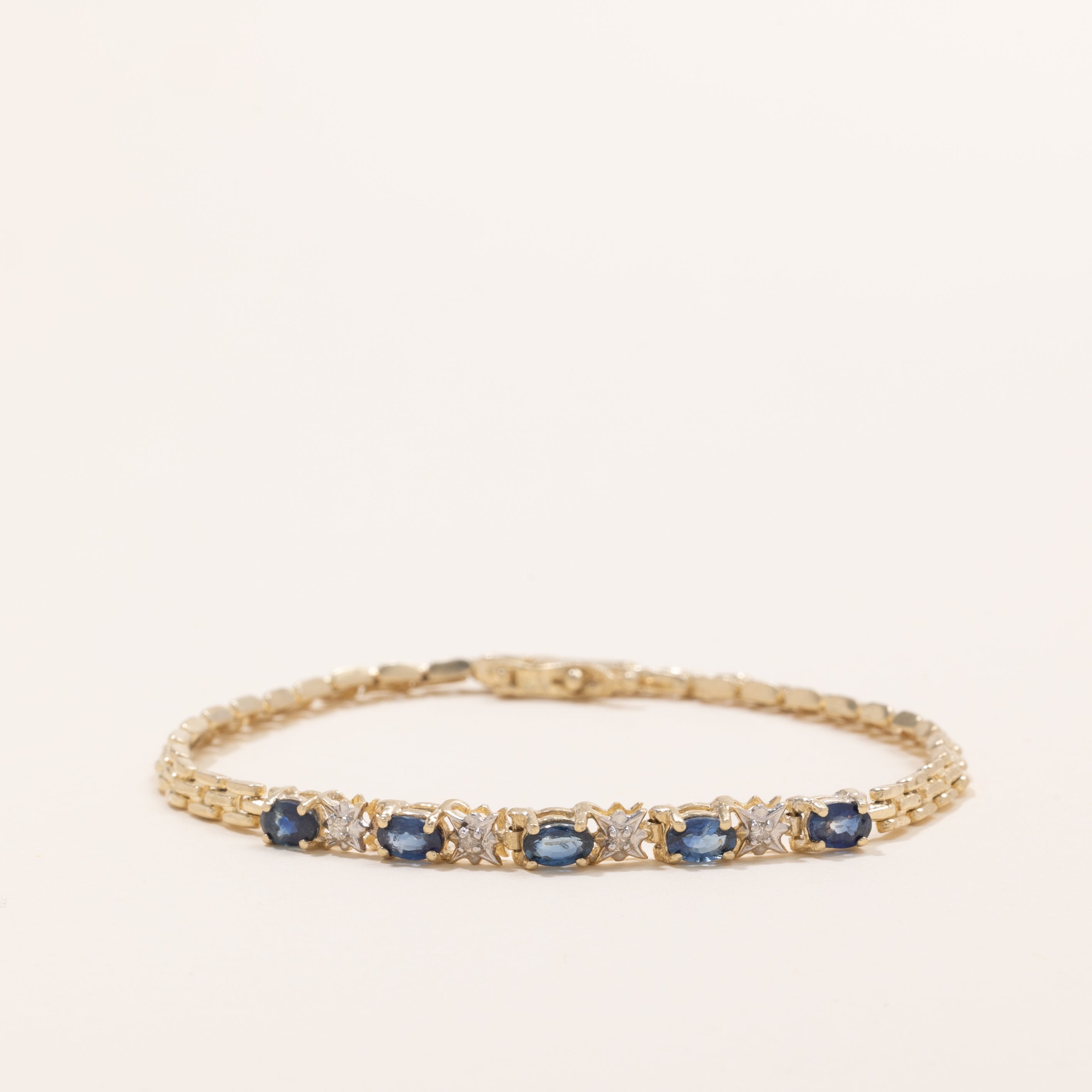 Sapphire & Diamond Panther Link Gemstone Bracelet | 1.25ctw, 0.02ctw | 7" |