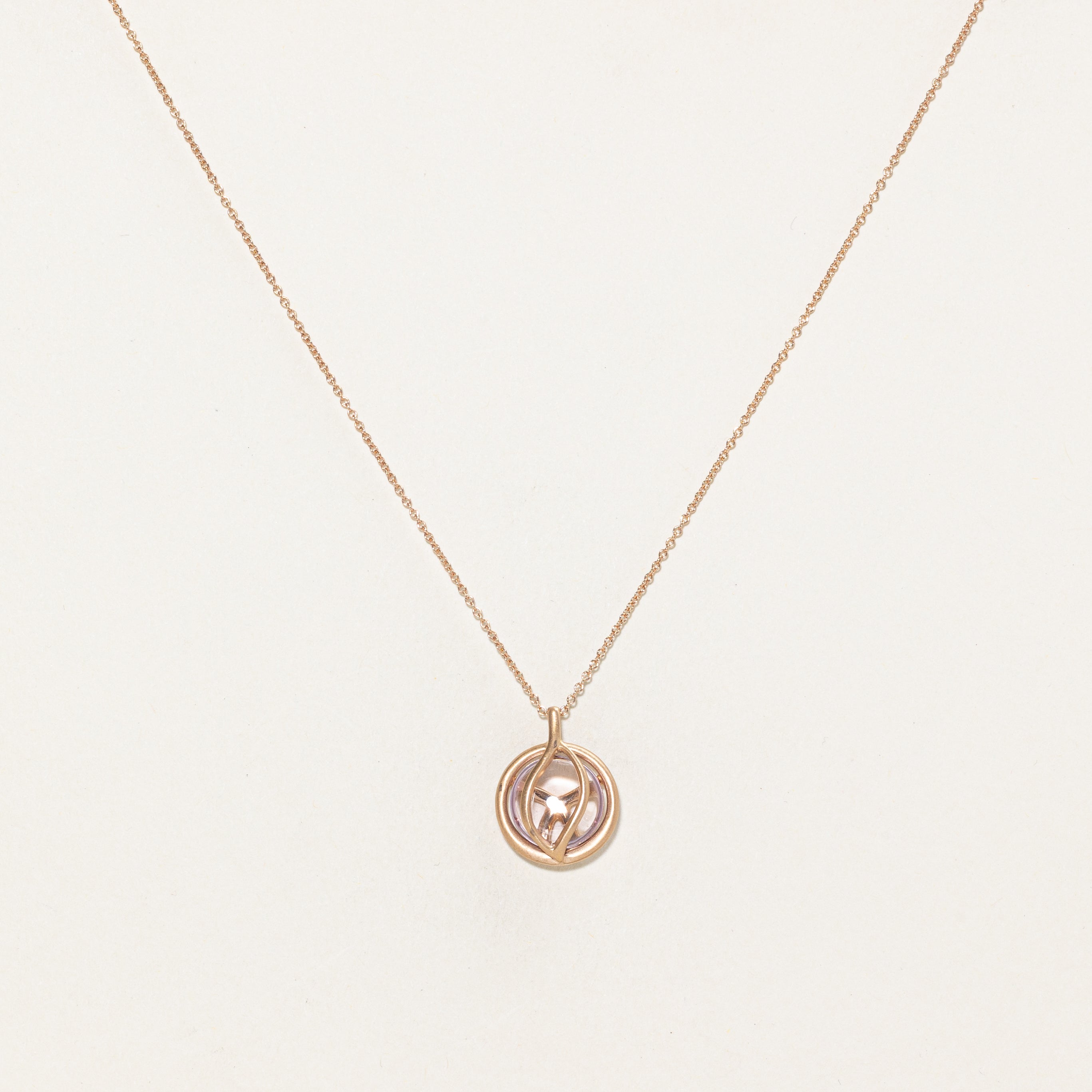 'Carelle' Brooke Leaf Rose De France Pendant Necklace | 3.5ct | 18" |