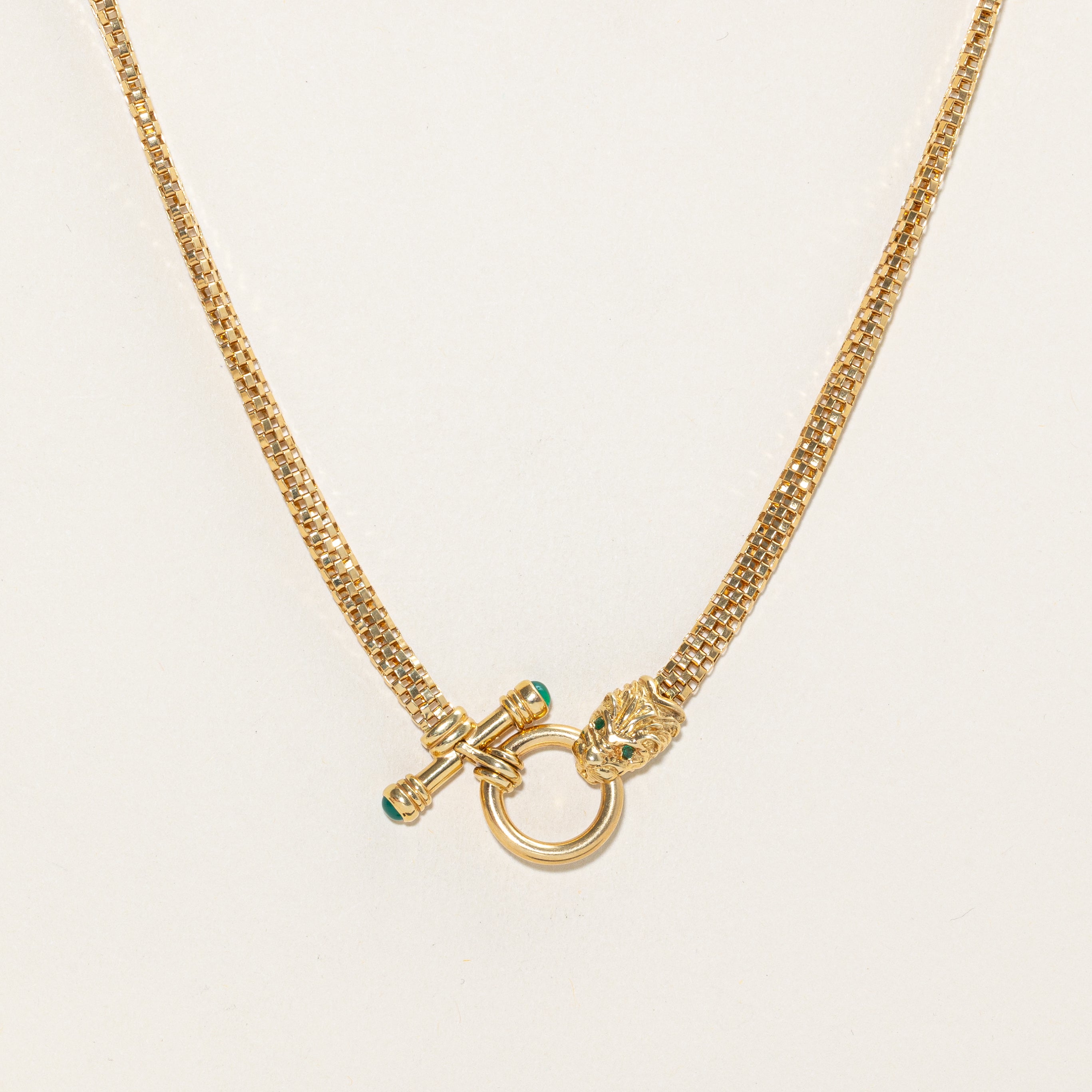 Natural & Synthetic Emerald Dragon Chain Necklace | 0.4ctw | 17" |