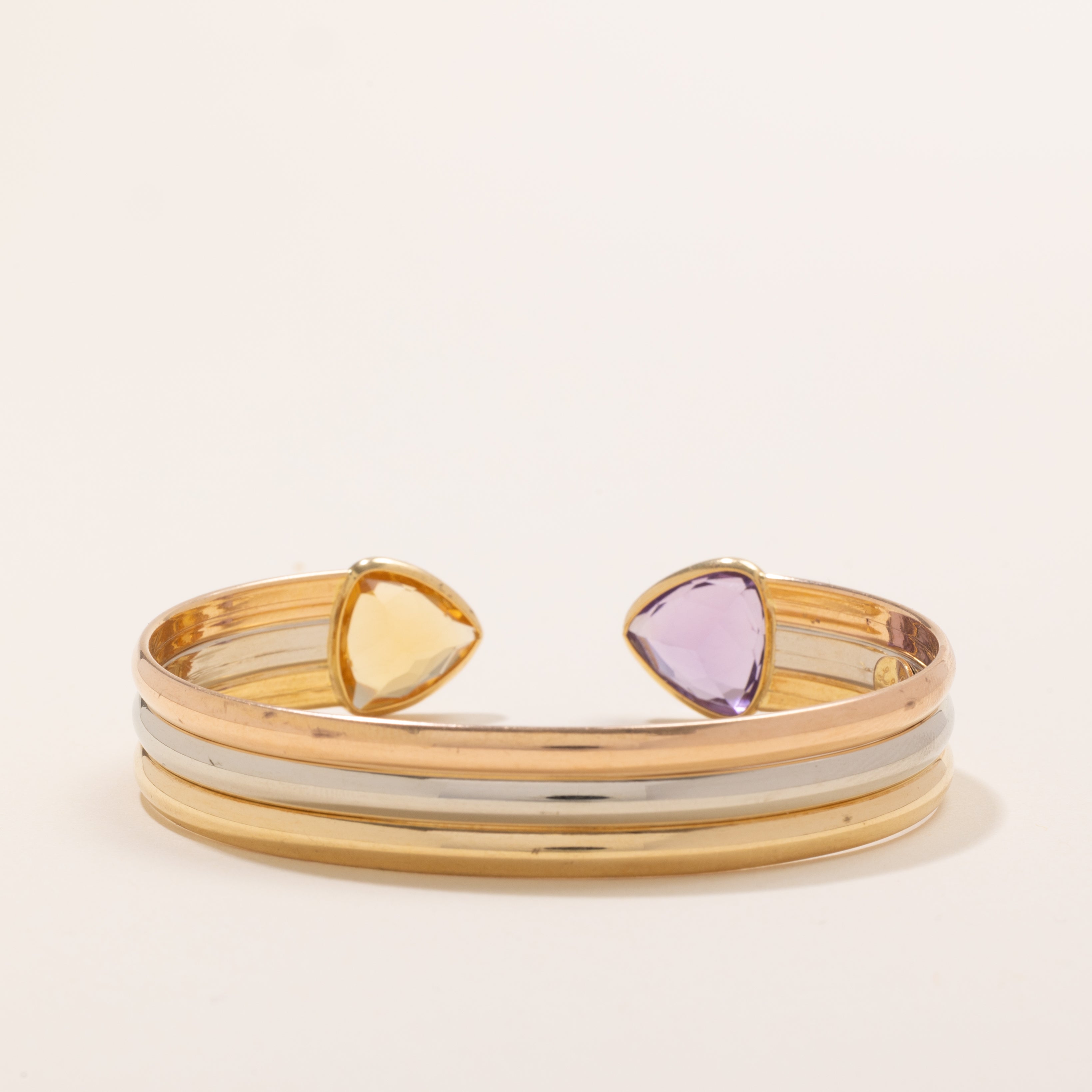 Italian 'Le Gi' Trillion Cut Citrine & Amethyst Cuff Bracelet | 8.0ctw | 6.75" |