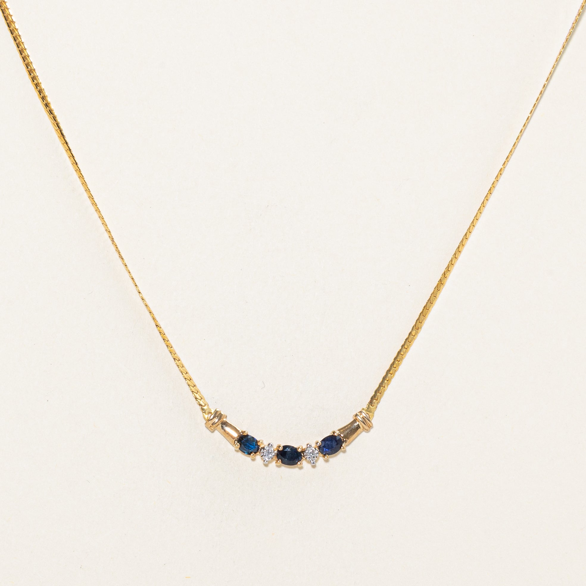 Sapphire & Diamond Pendant Necklace | 0.6ctw, 0.02ctw | 17" |