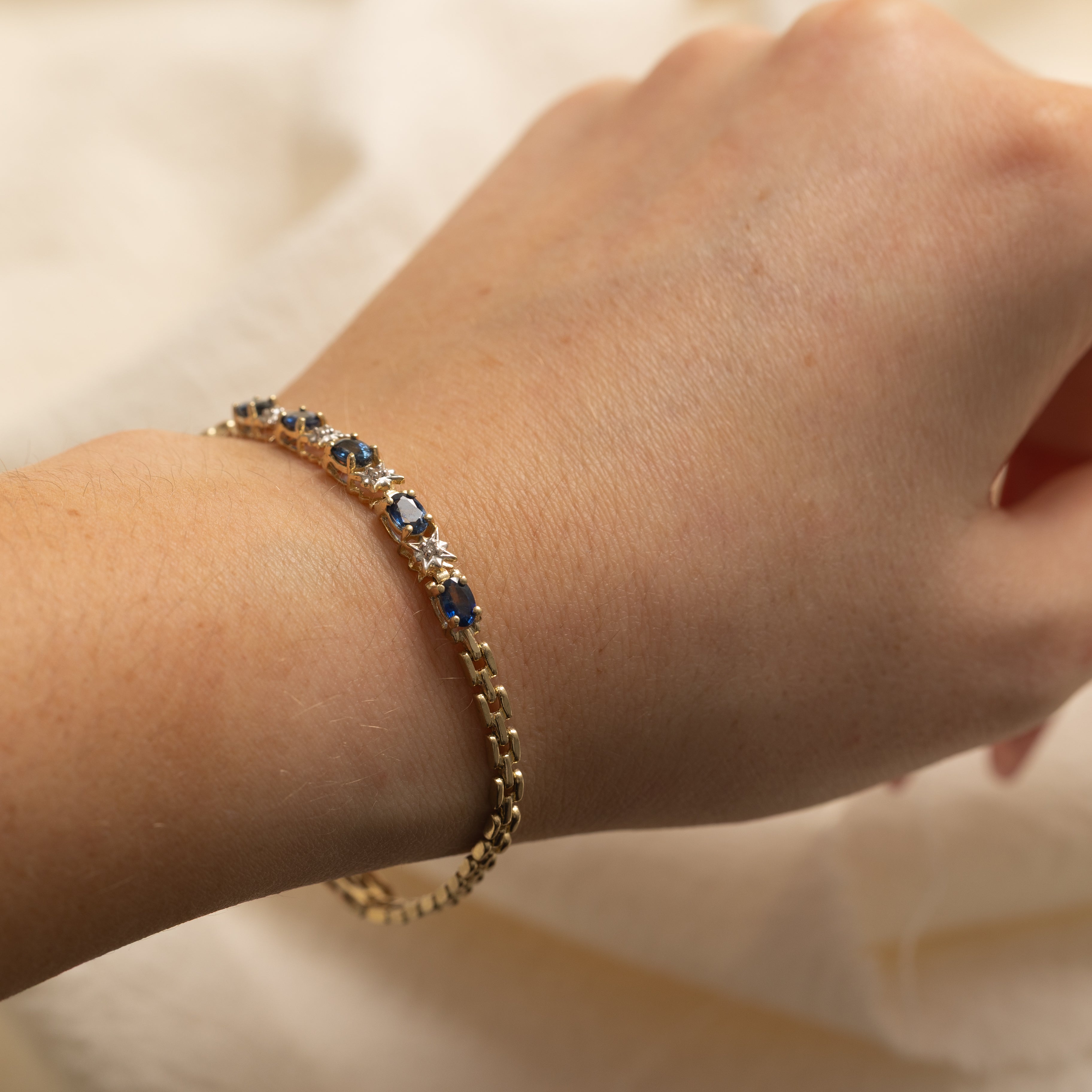 Sapphire & Diamond Panther Link Gemstone Bracelet | 1.25ctw, 0.02ctw | 7" |