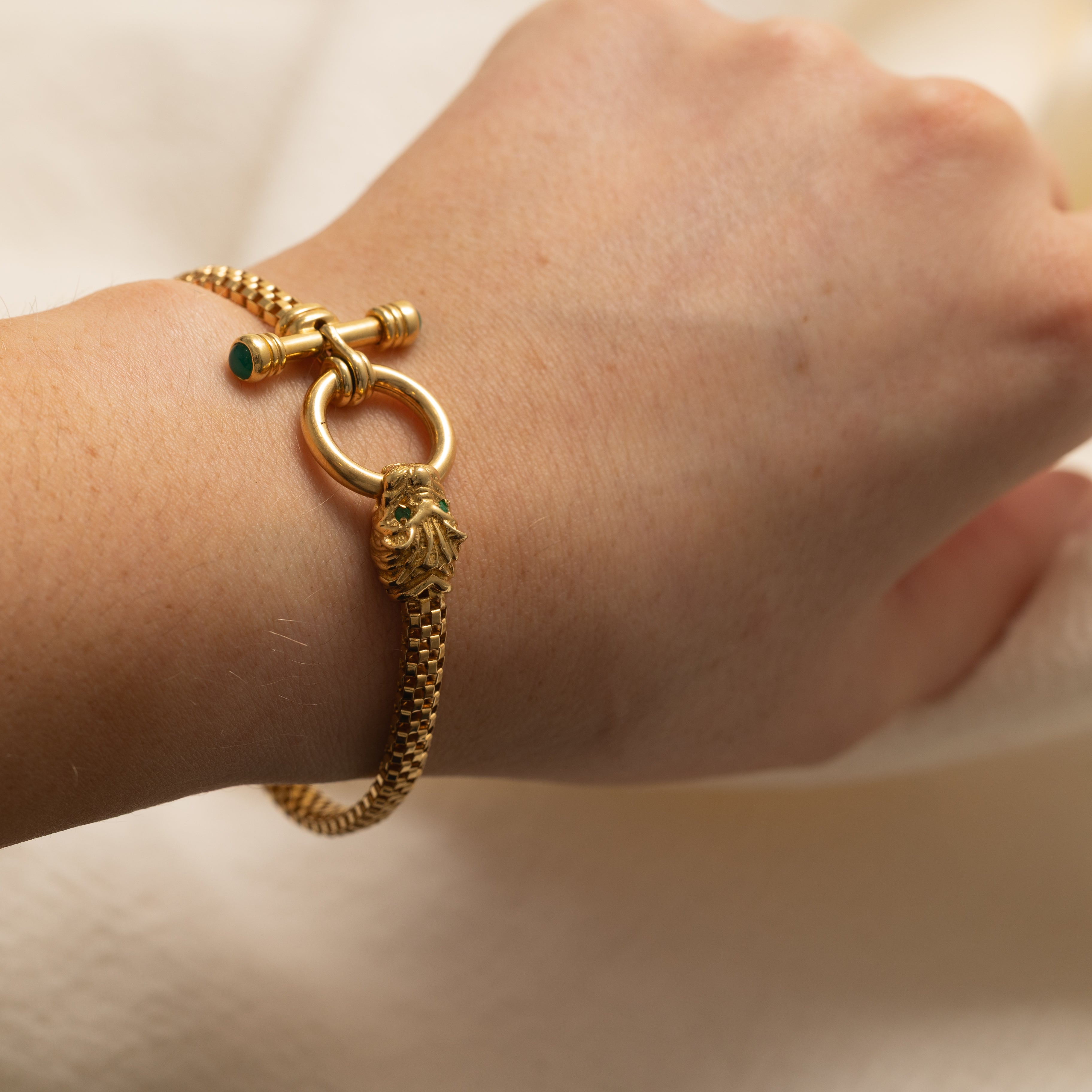 Natural & Synthetic Emerald Dragon Chain Bracelet | 0.4ctw | 7" |