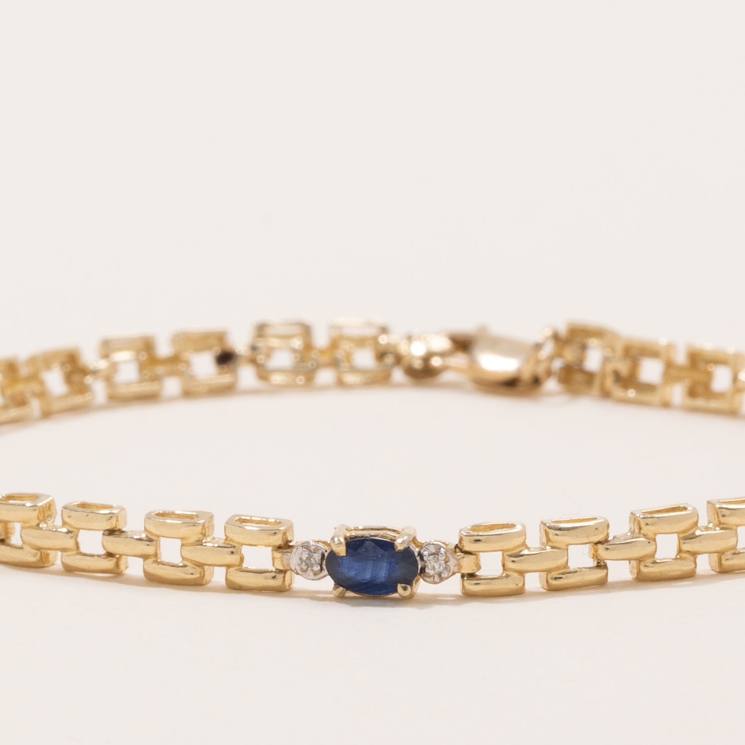 Sapphire & Diamond Panther Link Gemstone Bracelet | 1.0ctw, 0.01ctw | 7" |